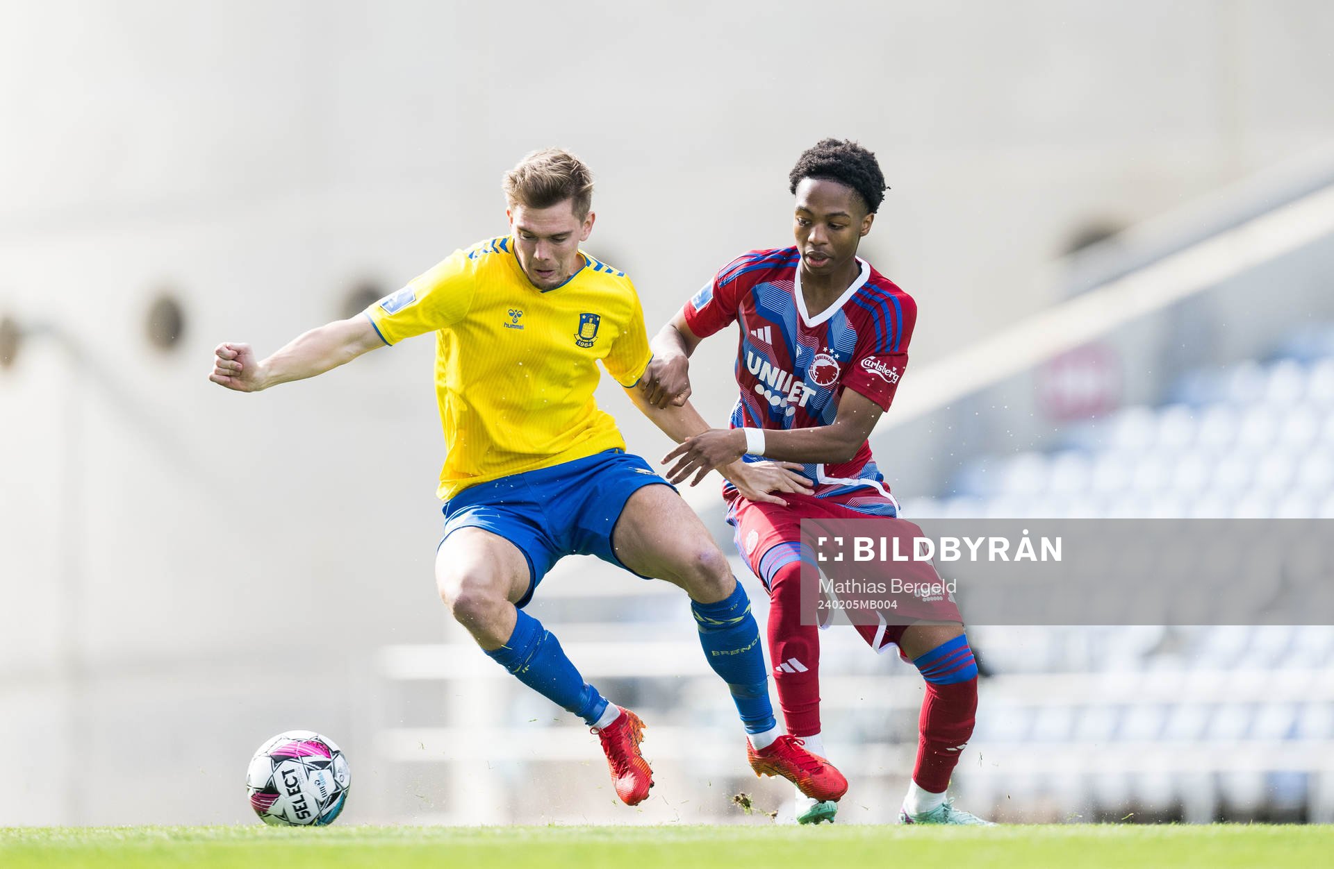Mathias Greve of Brøndby and Tristan Andrew of FC