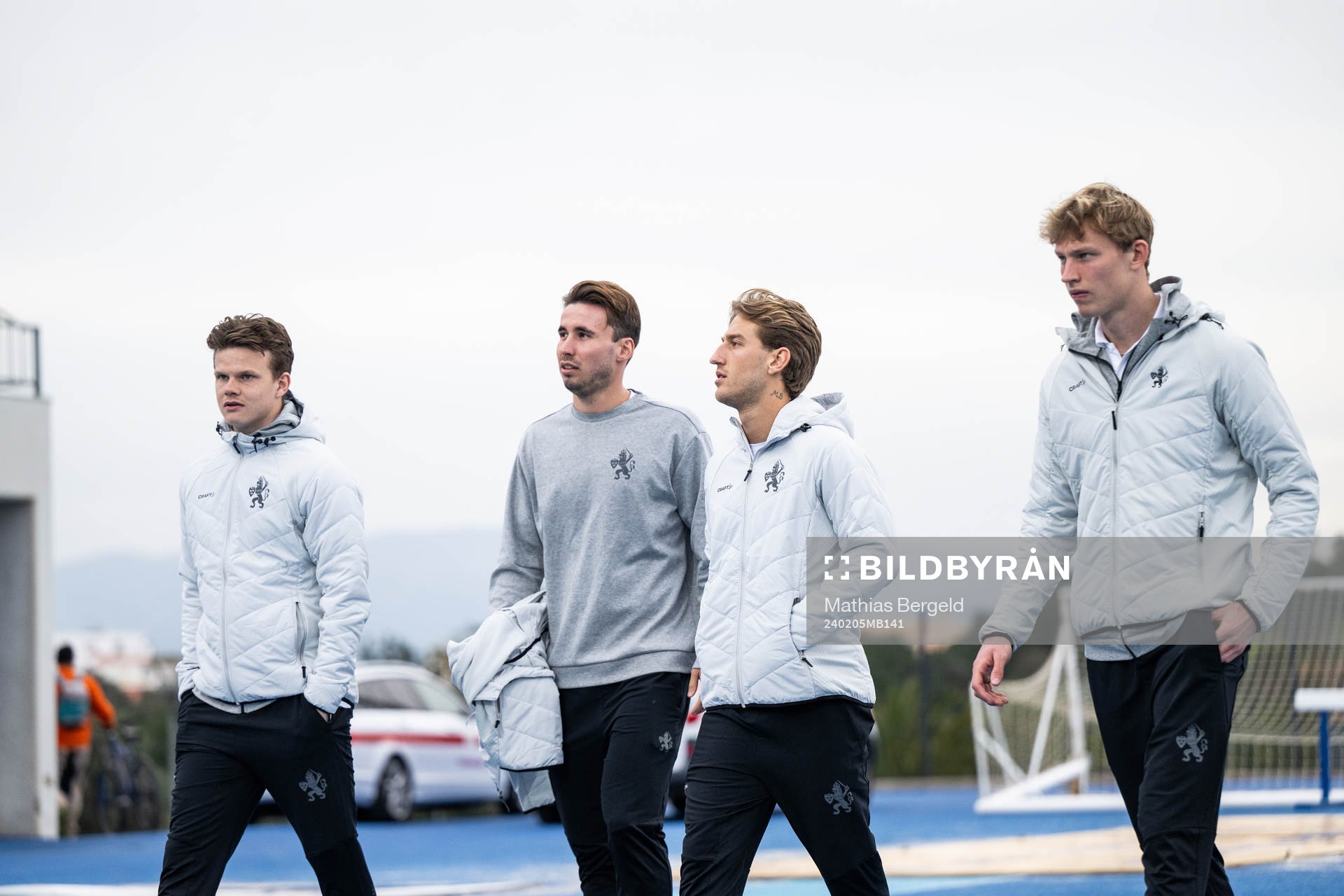 Kolbeinn Thordarson, Anders Trondsen, Arbnor Mucolli and Laurs Skjellerup of IFK Göteborg during the Atlantic Cup football match between Mafra and IFK Göteborg on February 5, 2024 in Portimao.