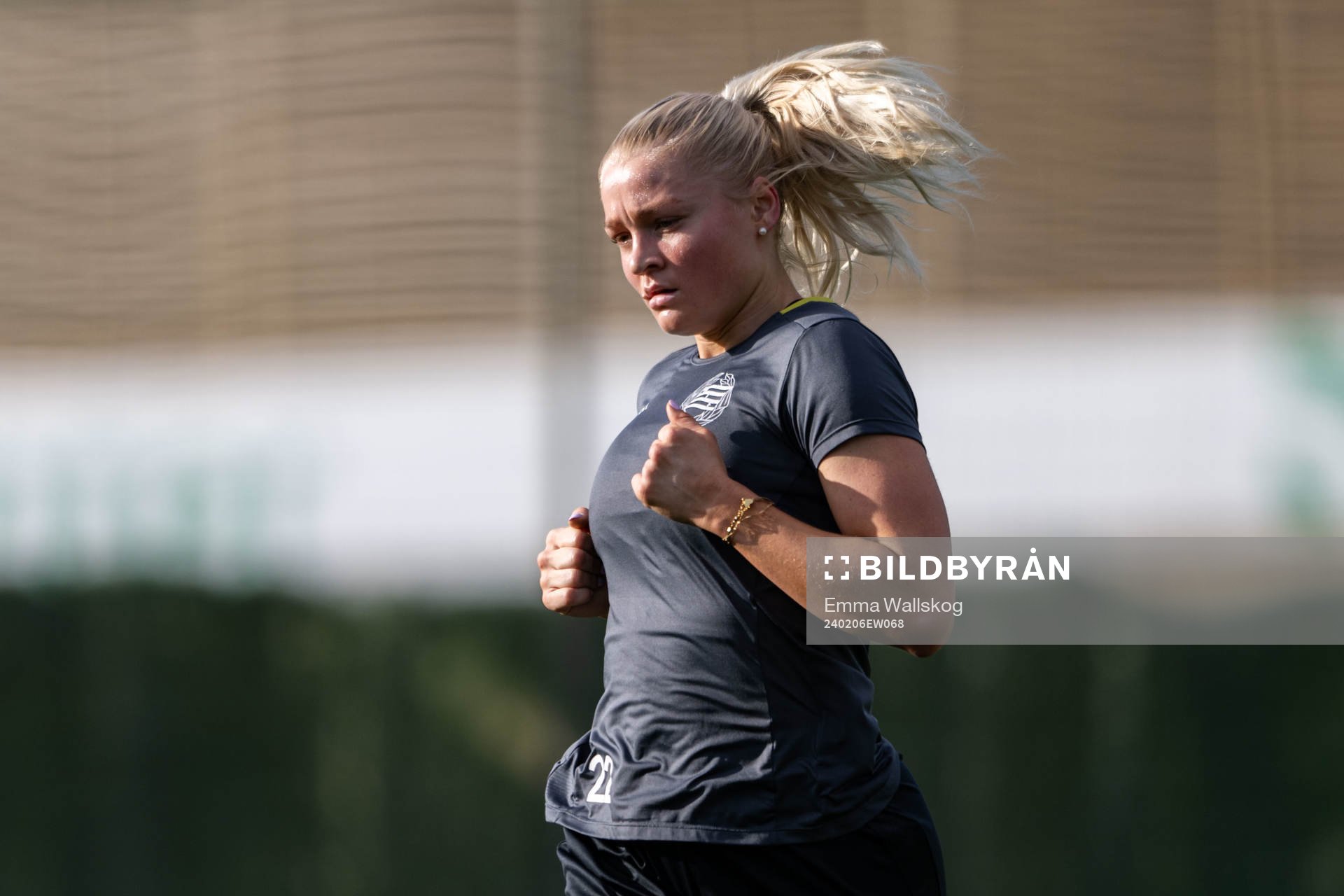 Hammarbys Klara Folkesson under en träning med Hammarby den 6 februari 2024 i Marbella. 