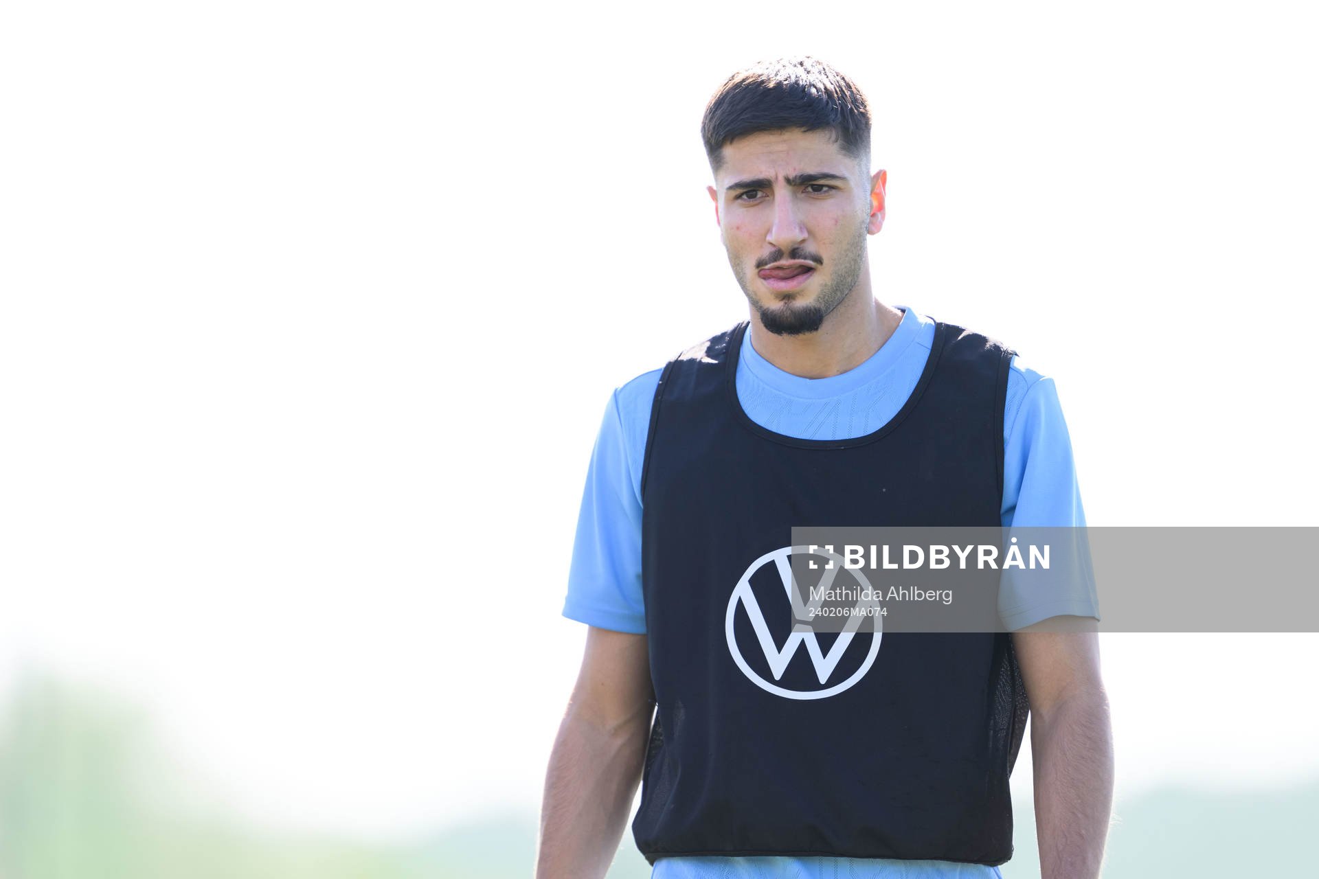 Malmö FFs Peter Gwargis under en träning med Malmö FF den 6 februari 2024 i Estepona. 