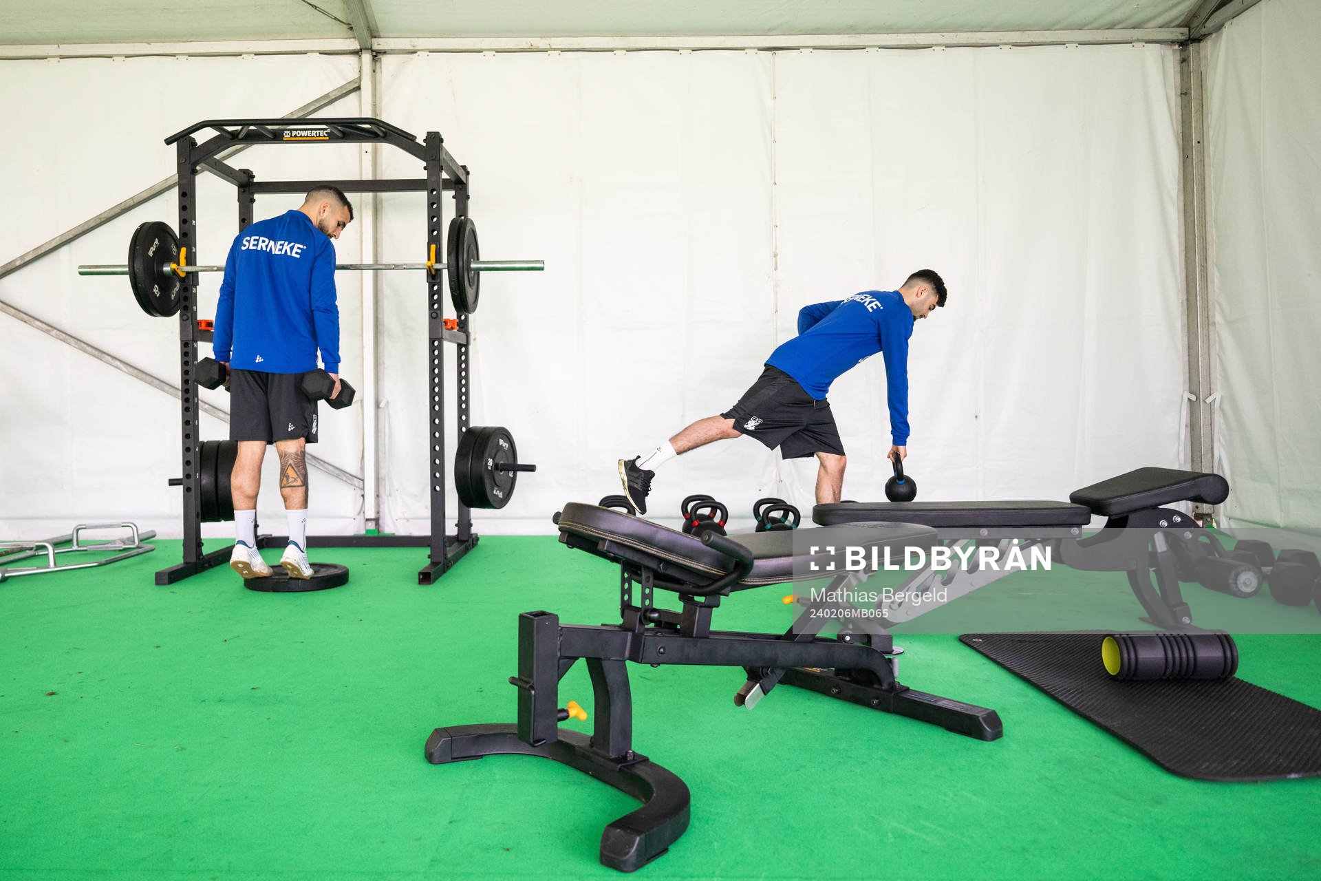 Alai Hussain Ghasem och Melvin Koliqi i gymmet