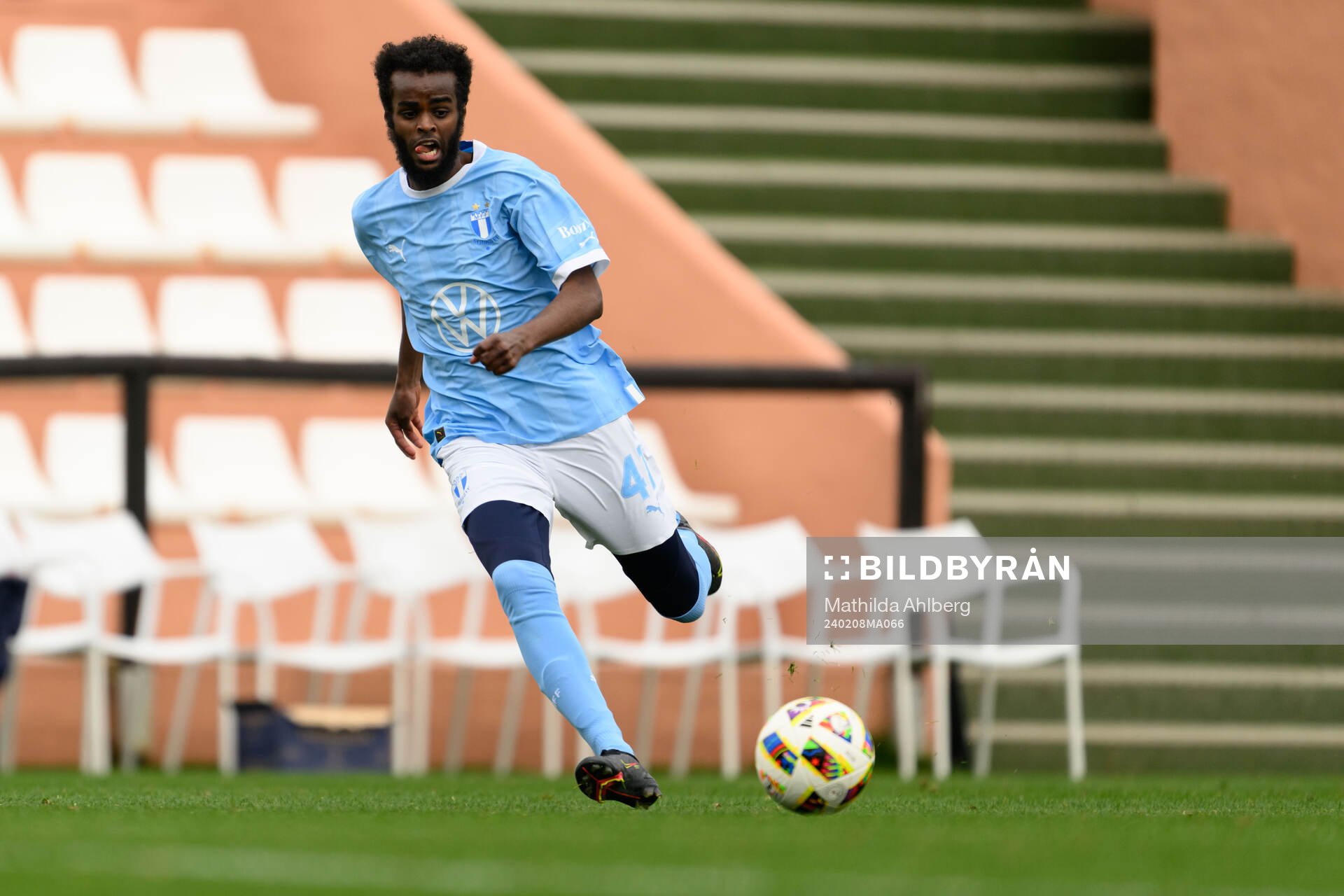 Mamadou Diagne of Malmö FF during the friendly football match between Dallas and Malmö FF on February 8, 2024 in Marbella. 