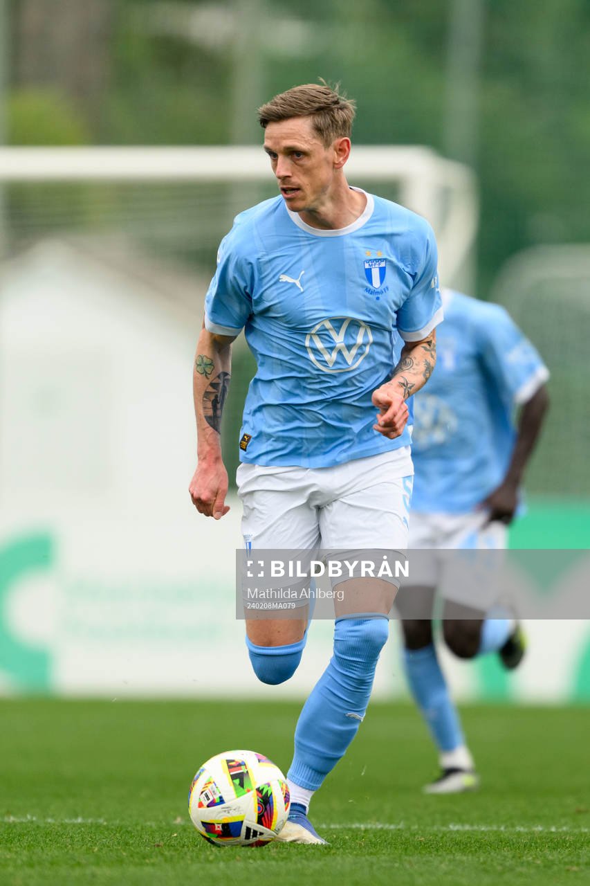 Søren Rieks of Malmö FF during the friendly football match between Dallas and Malmö FF on February 8, 2024 in Marbella. 
