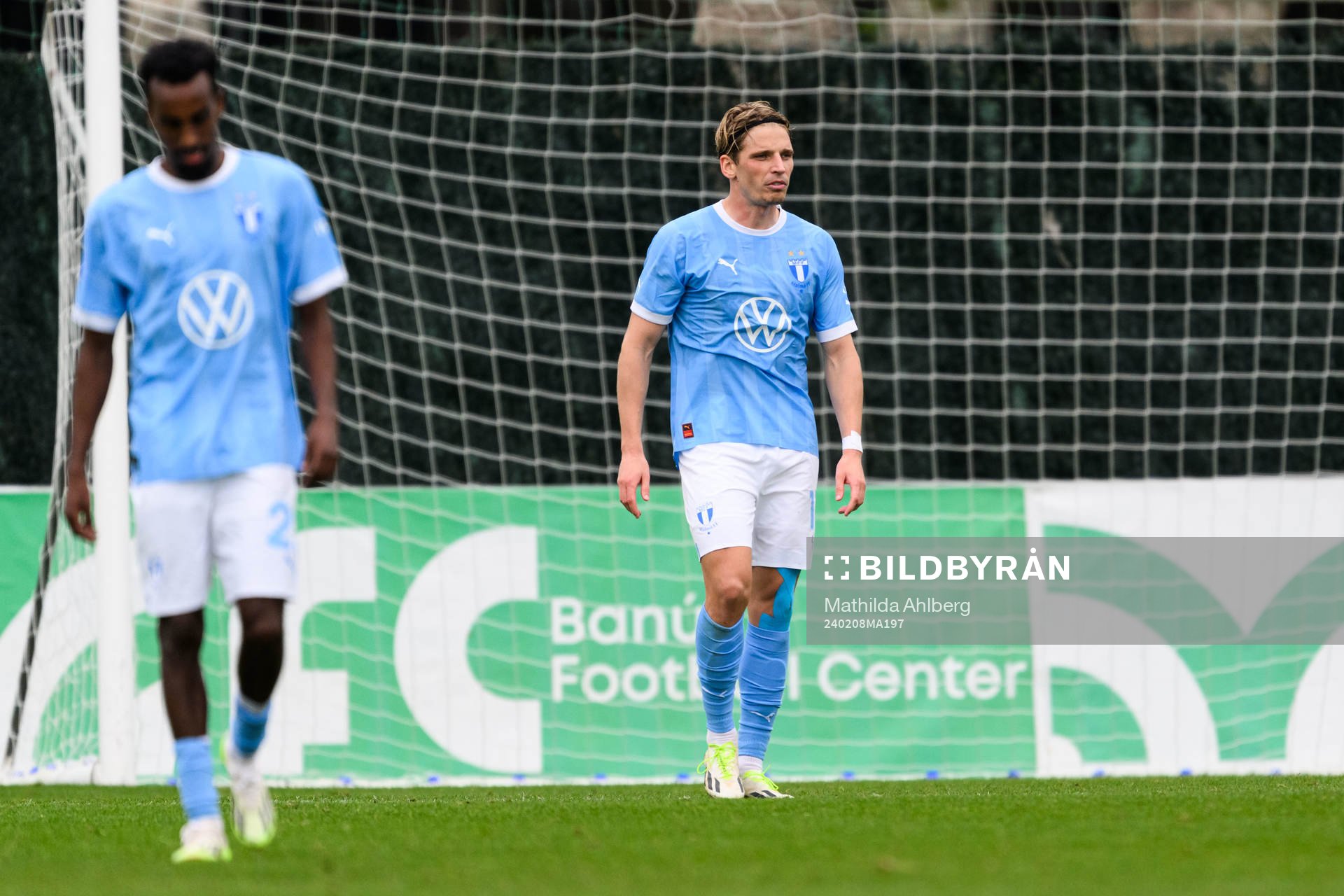 Taha Ali and Jens Stryger Larsen of Malmö FF looks dejected