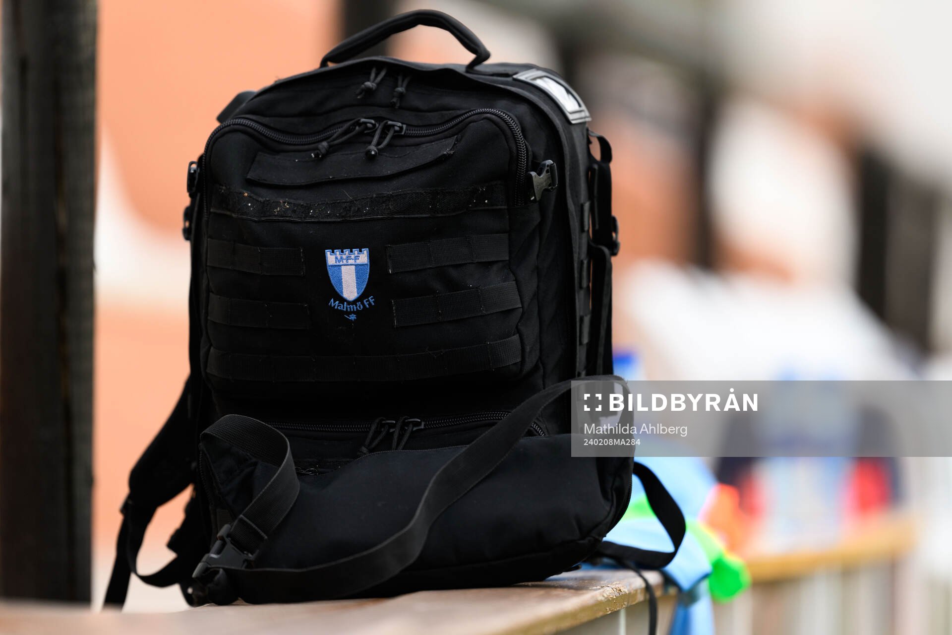 A bag with the logo of Malmö FF during the friendly football match between Malmö FF and Dallas on February 8, 2024 in Marbella. 
