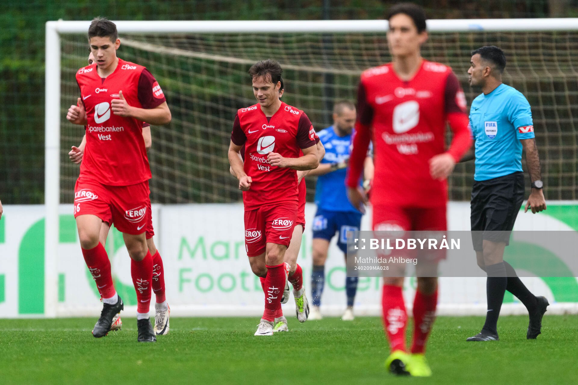 Felix Horn Myhre of Brann celebrates after 1-1 during the friendly football match between IFK Norrköping and Brann on February 9, 2024 in Marbella.