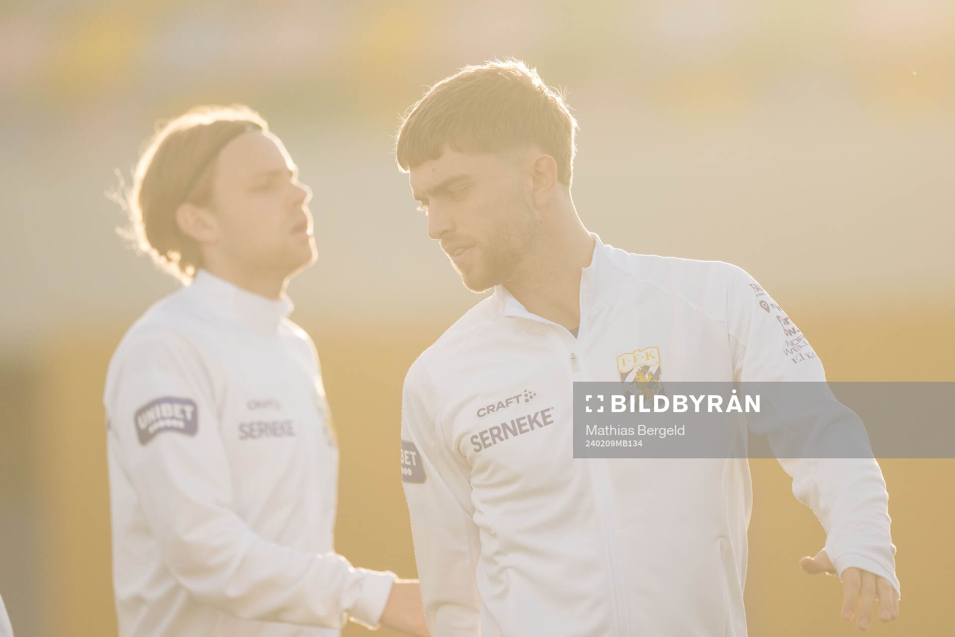 Oscar Pettersson and Andreas Pyndt of IFK Göteborg ahead of the Atlantic Cup football match between Brøndby and IFK Göteborg on February 9, 2024 in Portimao.