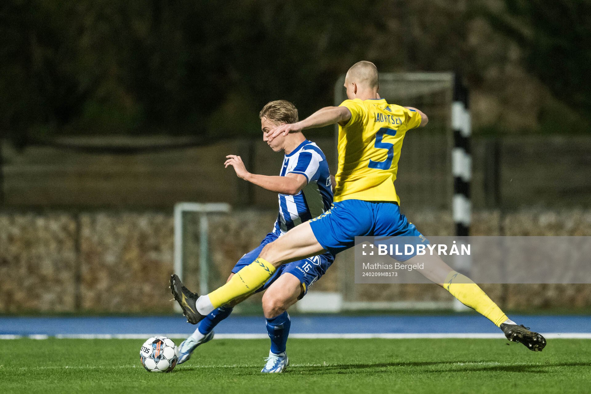 Linus Carlstrand of IFK Göteborg and Rasmus Lauritsen of Brøndby during the Atlantic Cup football match between Brøndby and IFK Göteborg on February 9, 2024 in Portimao.