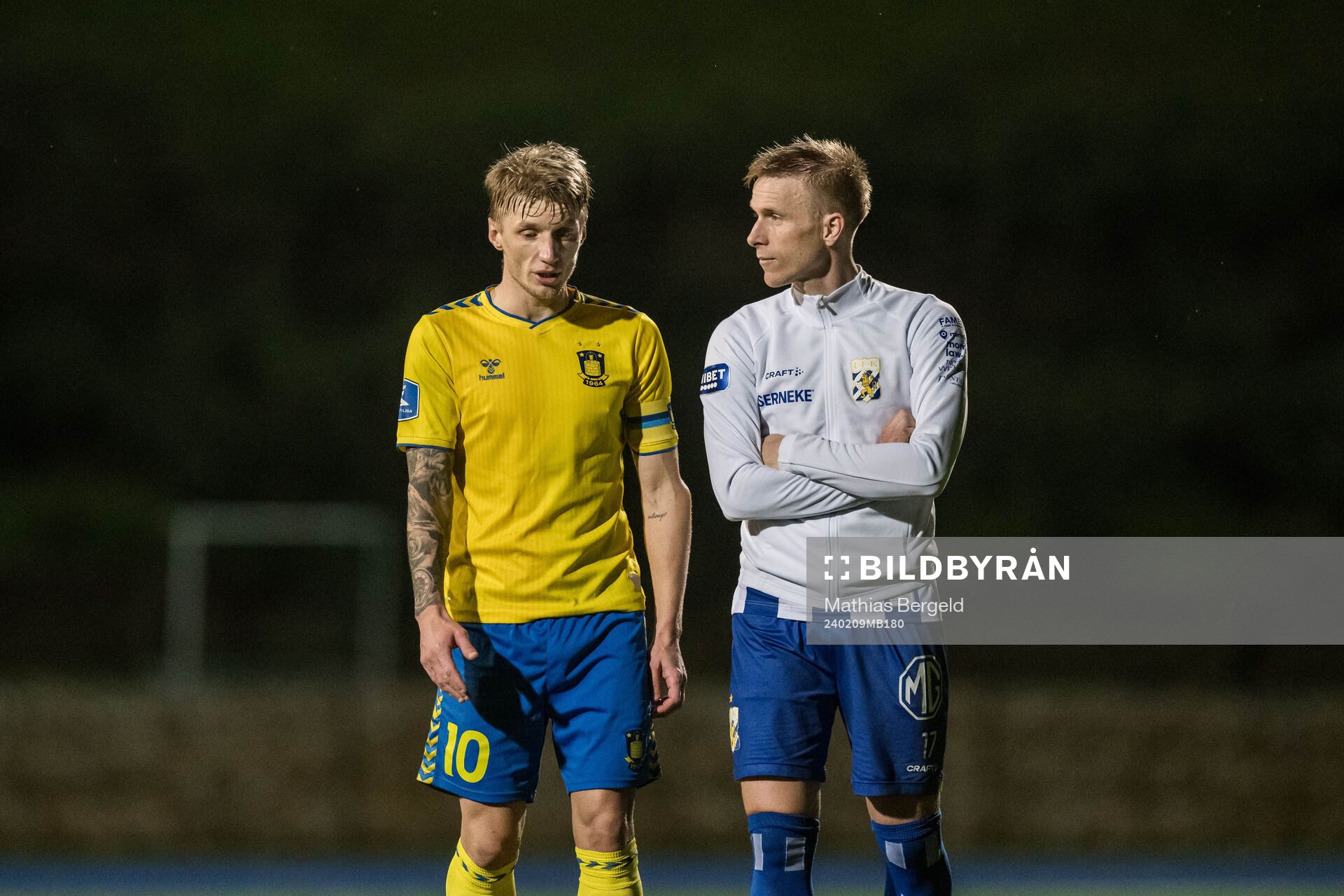 Daniel Wass of Brøndby and Oscar Wendt of IFK Göteborg after the Atlantic Cup football match between Brøndby and IFK Göteborg on February 9, 2024 in Portimao.
