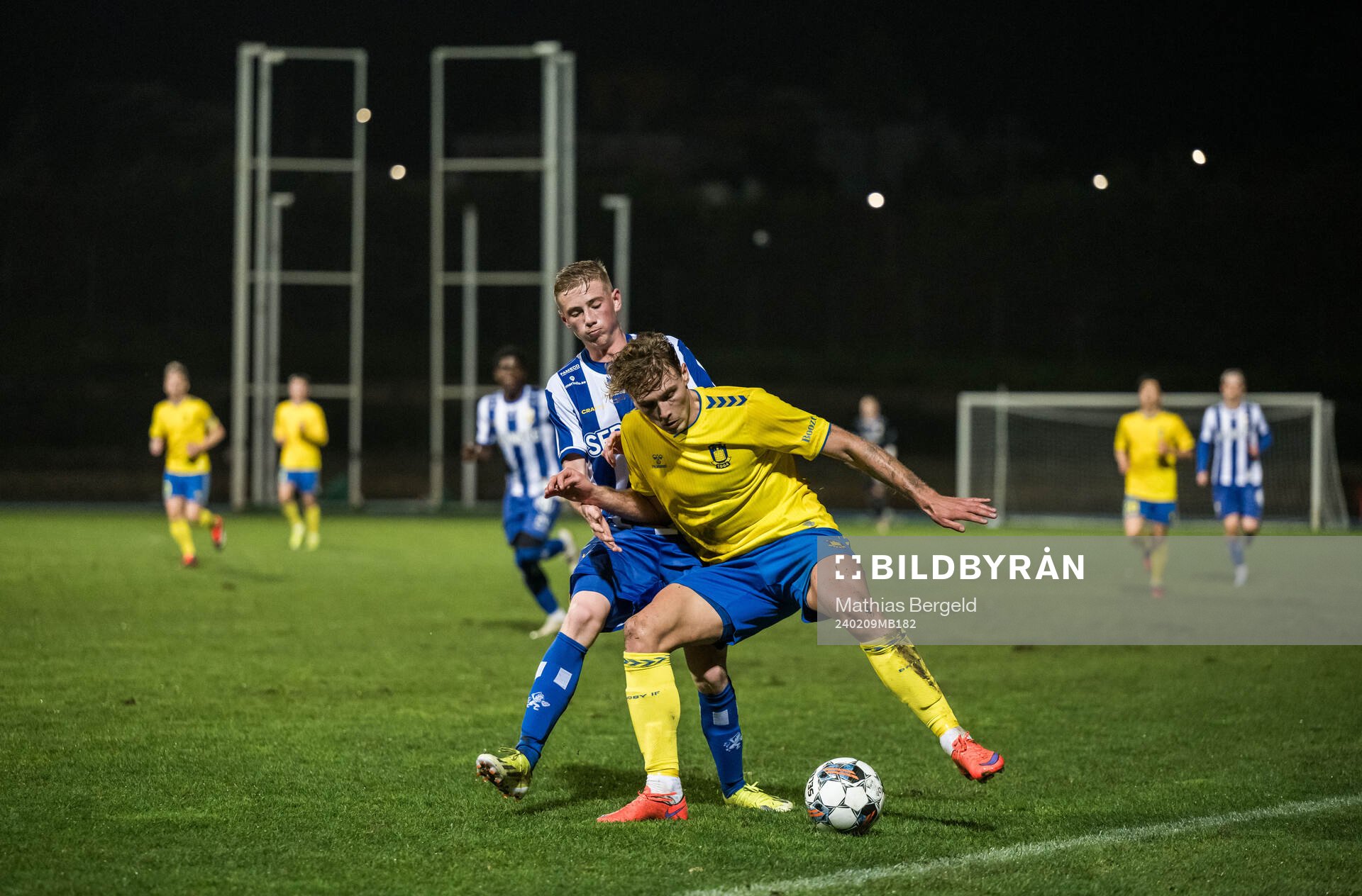 Benjamin Brantlind of IFK Göteborg and Sebastian Sebulonsen of Brøndby during the Atlantic Cup football match between Brøndby and IFK Göteborg on February 9, 2024 in Portimao.