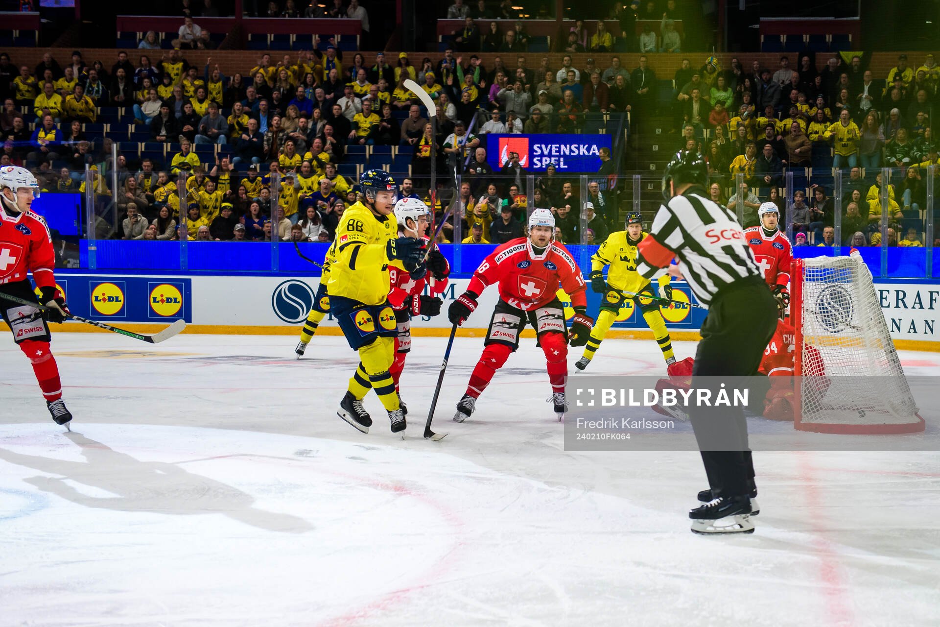 Malte Strömwall of Sweden shoots 4-0 behind goaltender