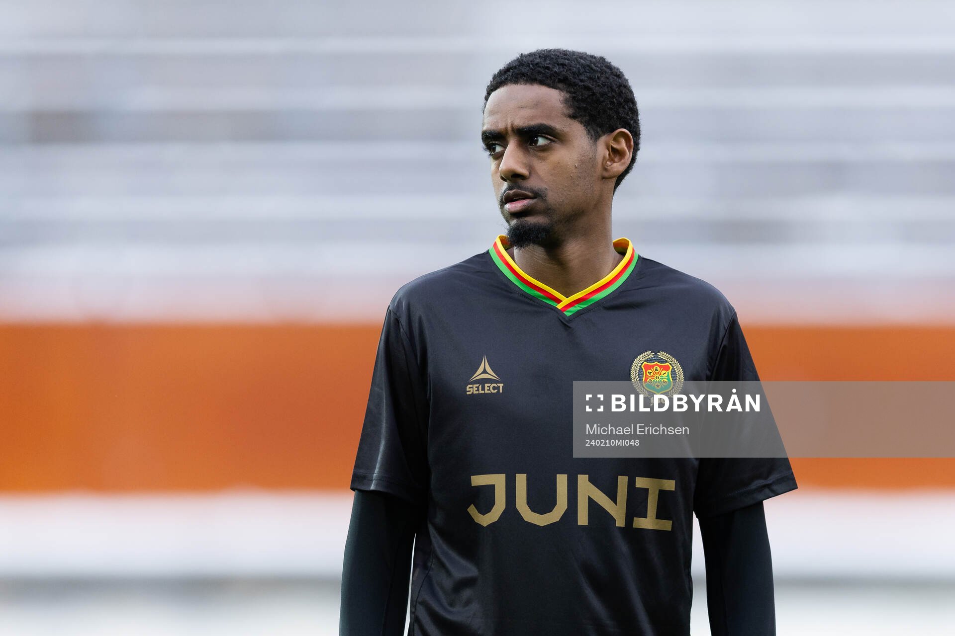 GAIS Harun Ibrahim innan träningsmatchen i fotboll mellan GAIS och Oddevold den 10 februari 2024 i Göteborg. 