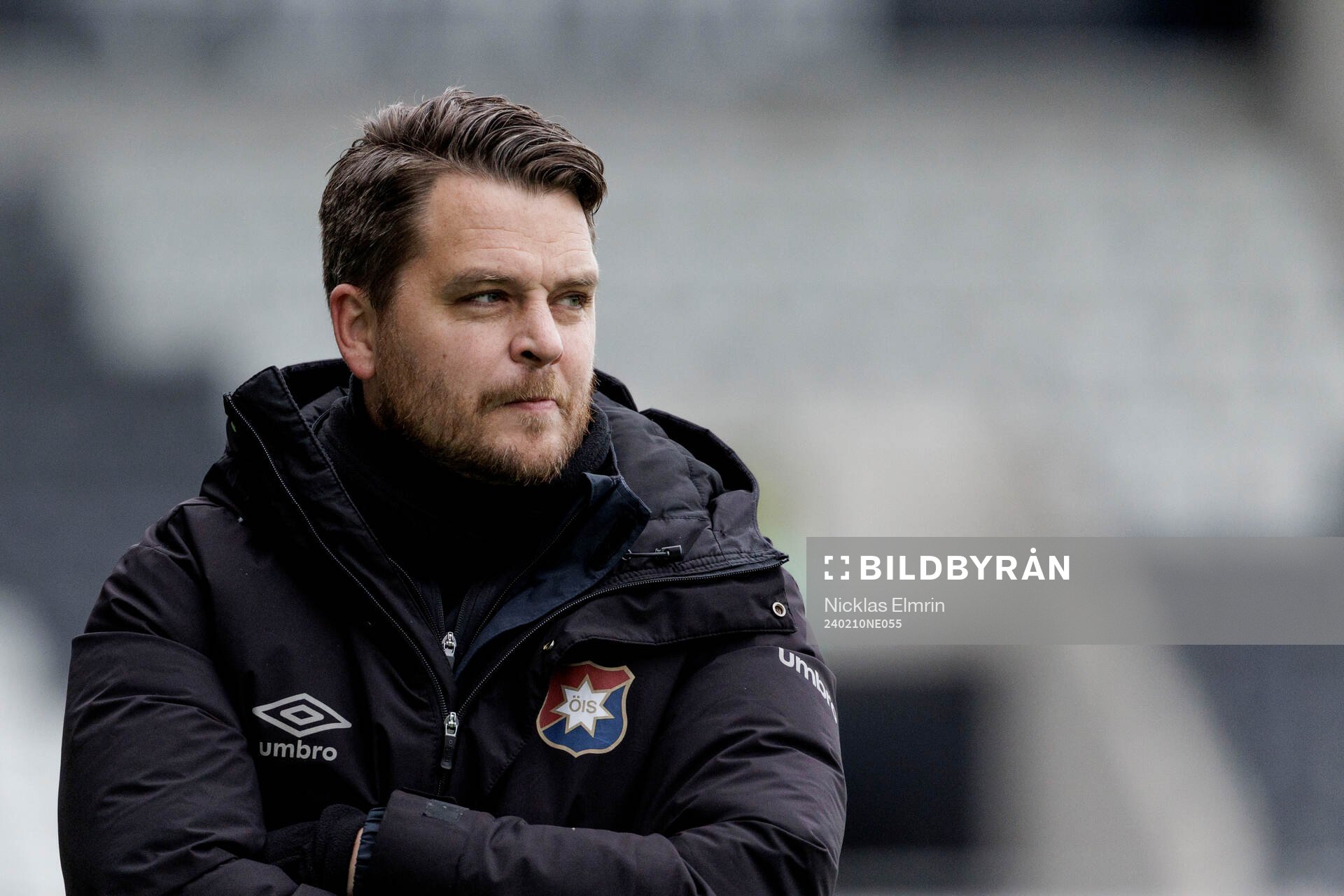 Örgrytes tränare Anders Holmberg under fotbollsmatchen i träningsmatchen mellan Utsikten och Örgryte den 10 februari 2024 i Göteborg. 
