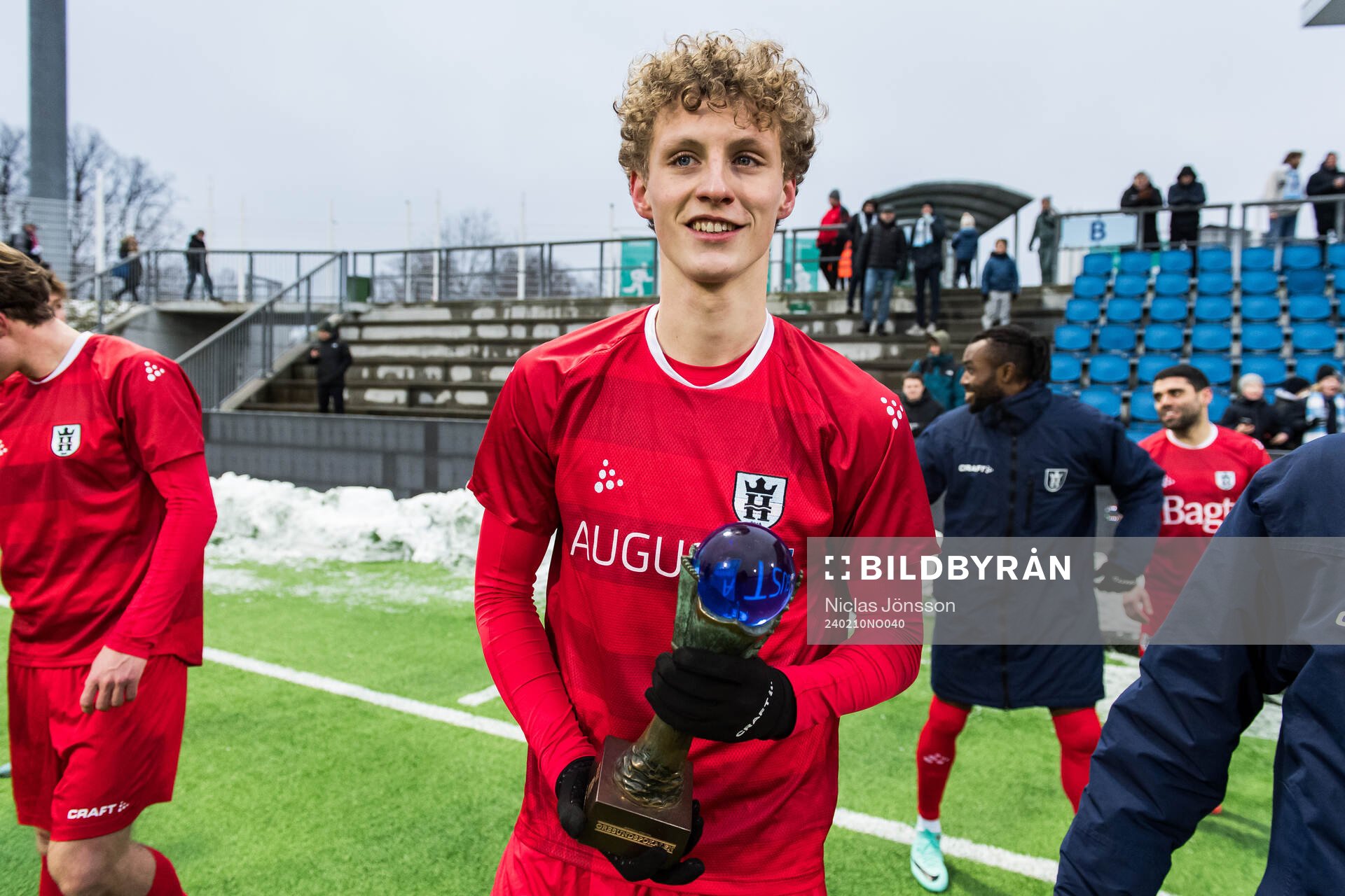 FC Helsingörs Alexander Hvid jublar
