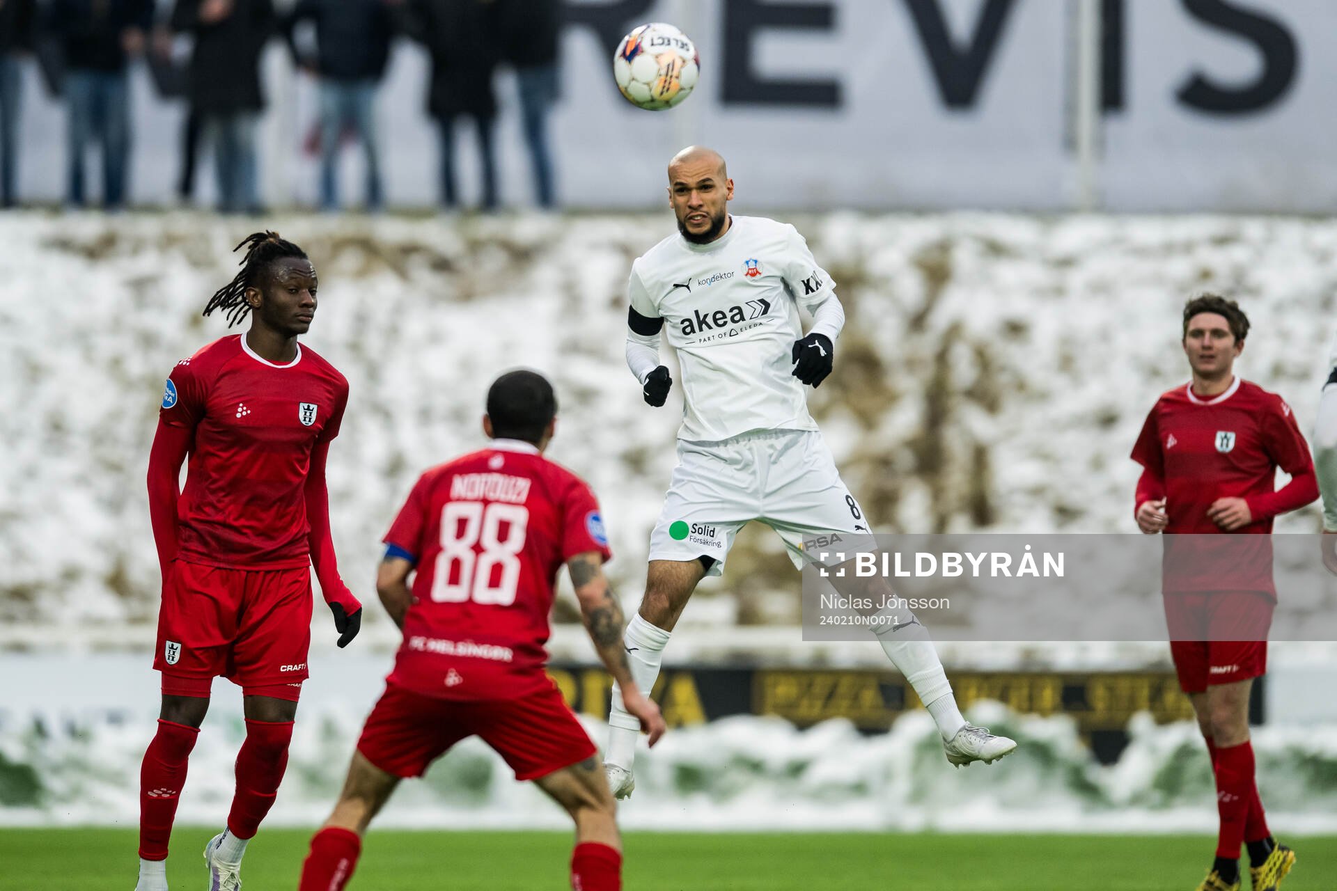 Helsingborgs Sumar Almadjed under träningsmatchen i fotboll mellan FC Helsingør och Helsingborg den 10 februari 2024 i Helsingör.