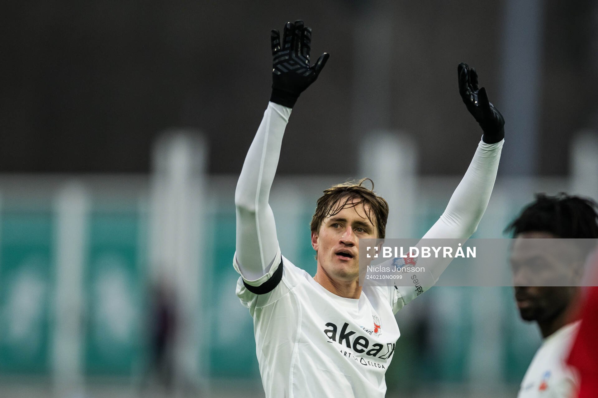 Helsingborgs Thomas Pauck Rogne under träningsmatchen i fotboll mellan FC Helsingør och Helsingborg den 10 februari 2024 i Helsingör.