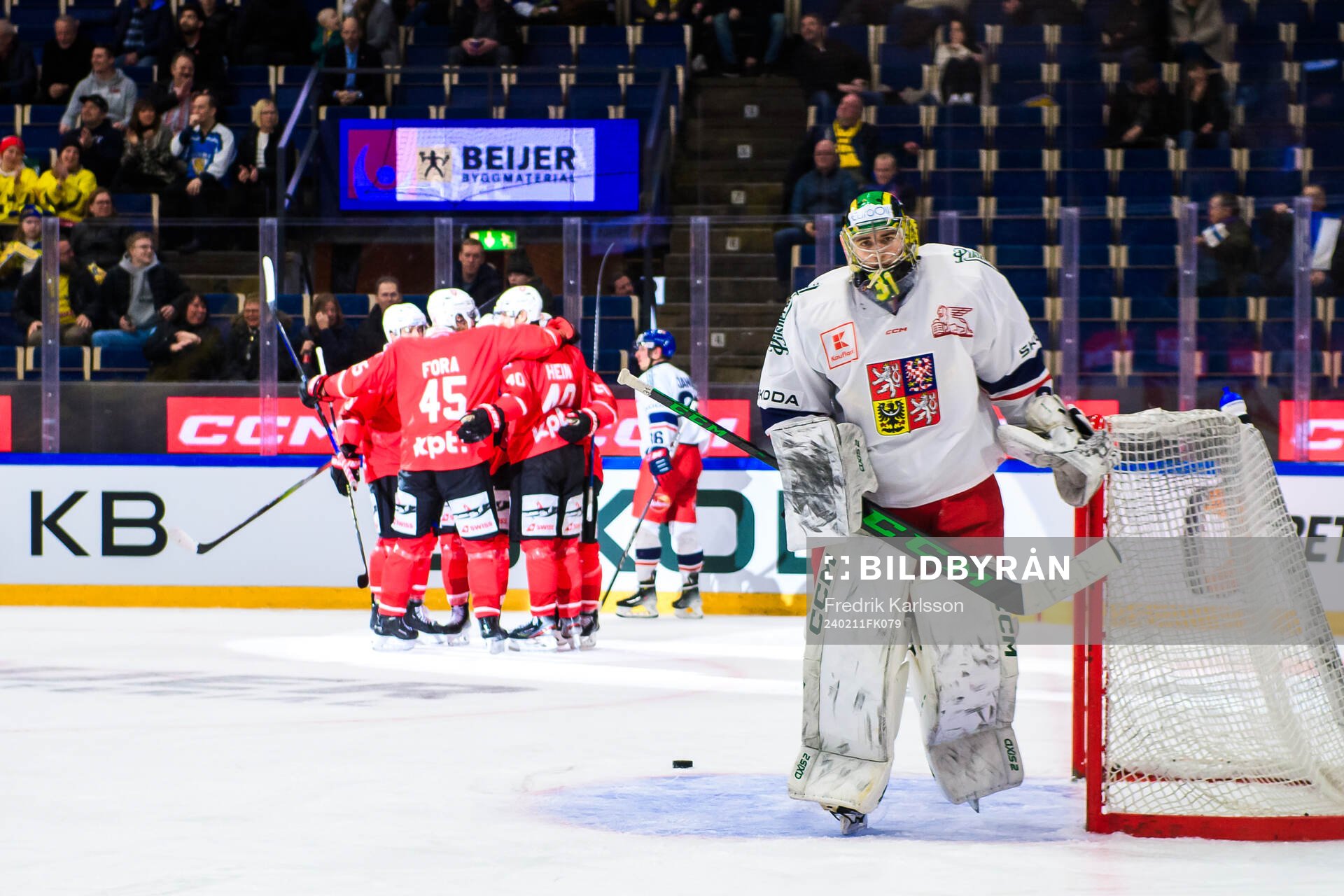 goaltender Jakub Málek of Czech Republic looks dejected