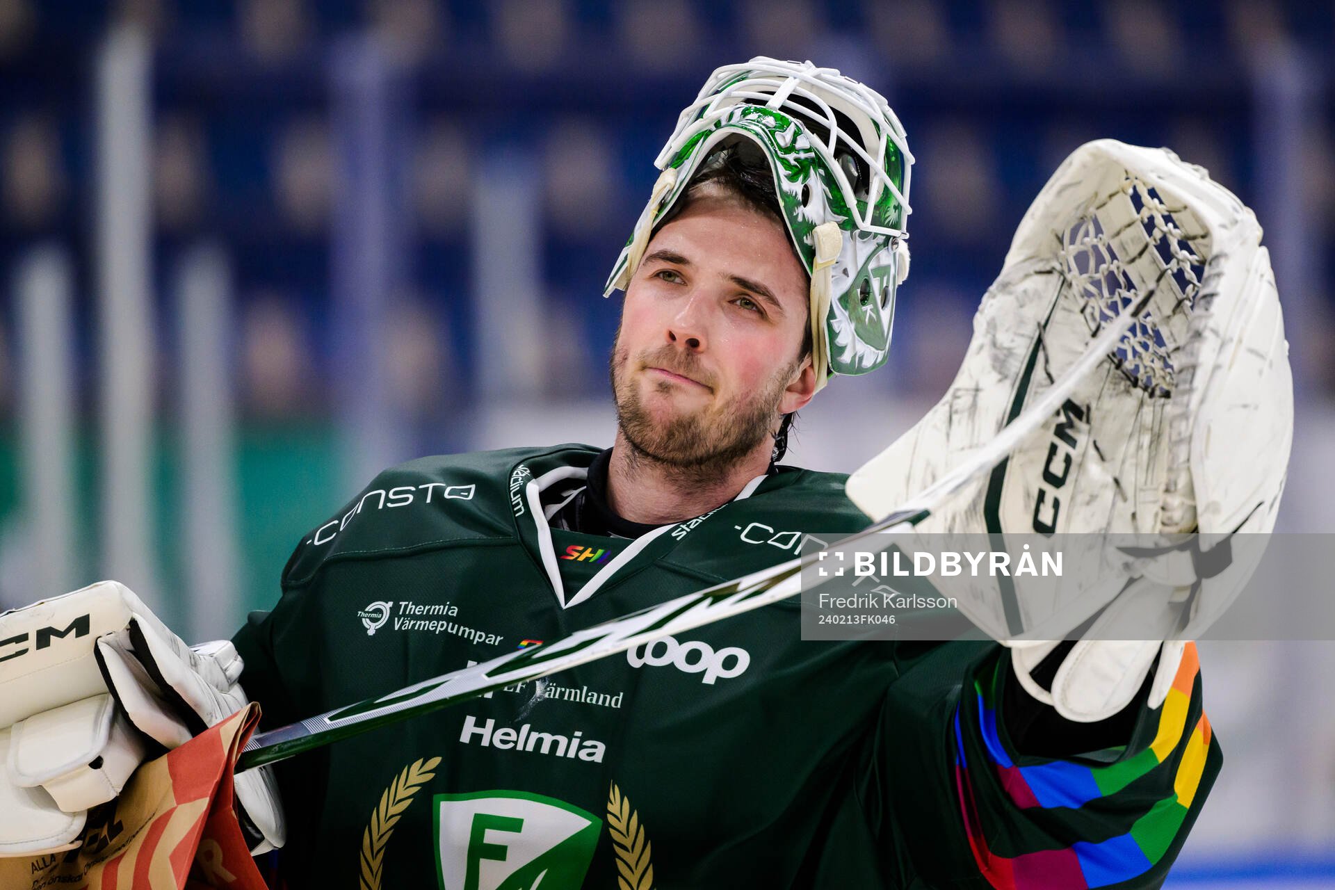 Färjestads målvakt Maxime Lagacé jublar