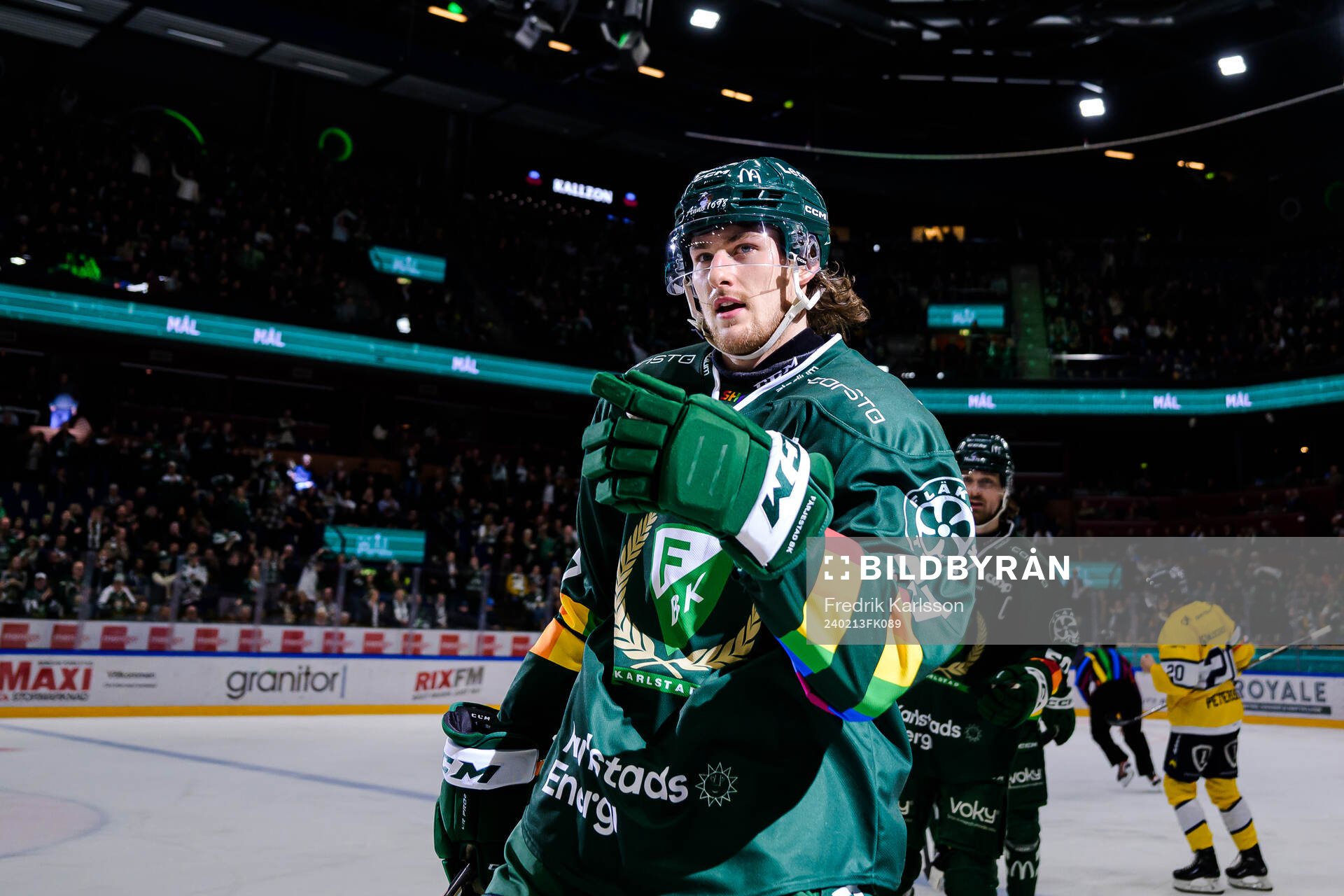 Färjestads Jeremy Salvas Groleau jublar