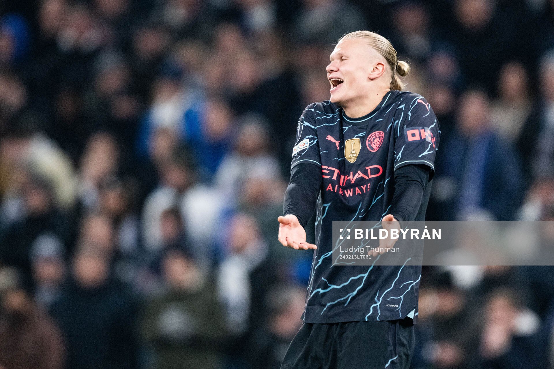 Erling Braut Haaland of Manchester City reacts