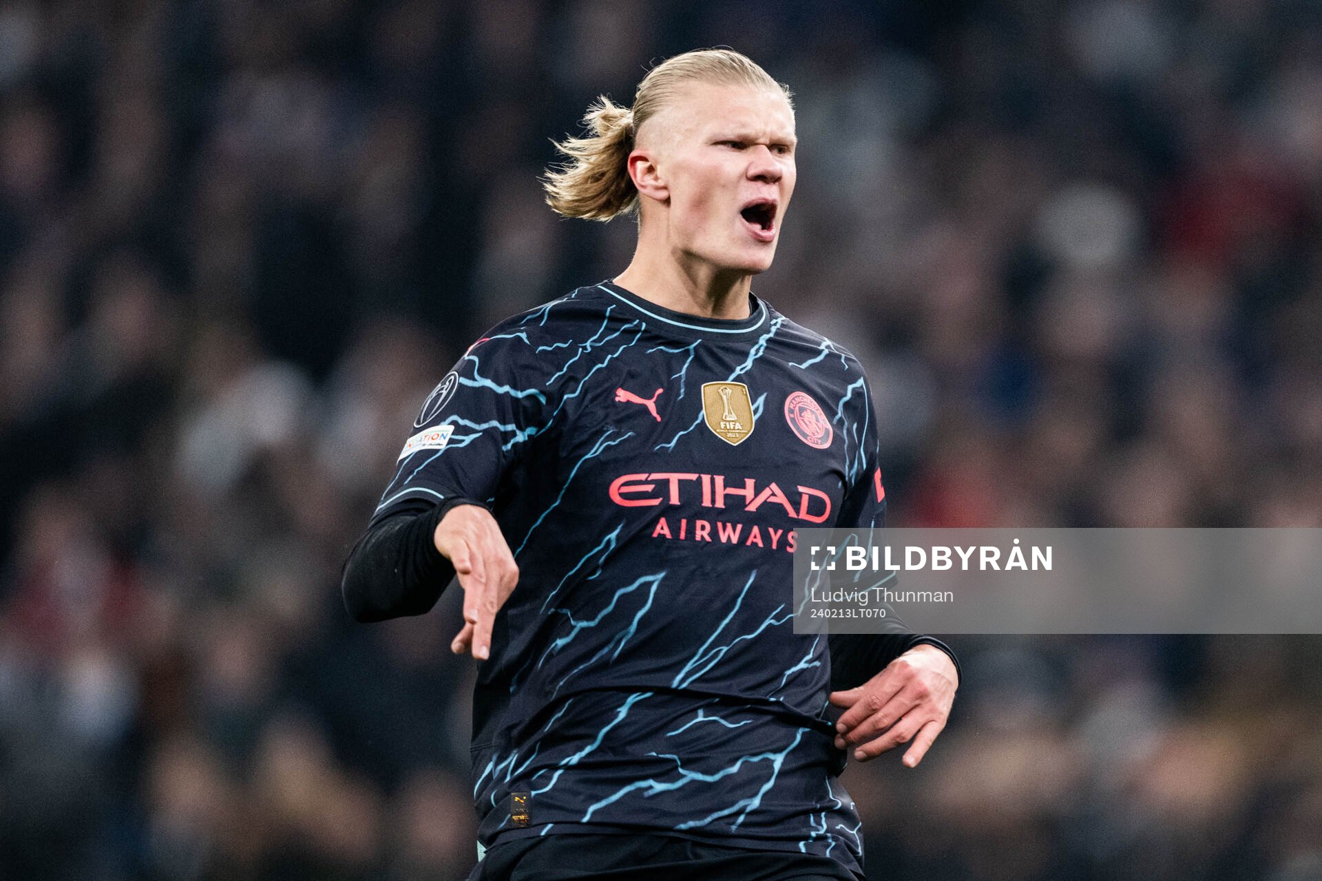 Erling Braut Haaland of Manchester City reacts