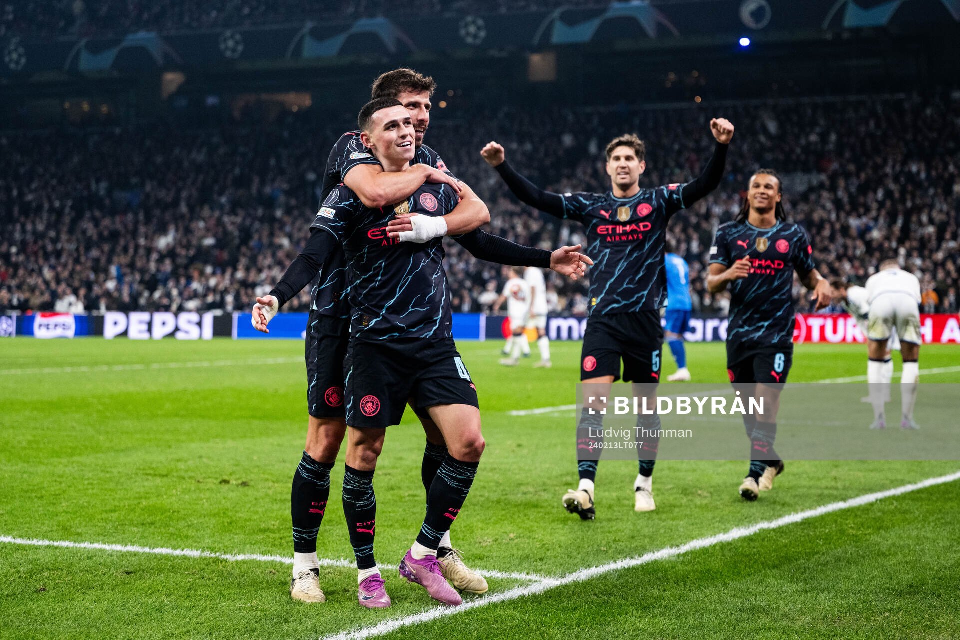 Phil Foden, Ruben Dias, John Stones and Nathan Aké of