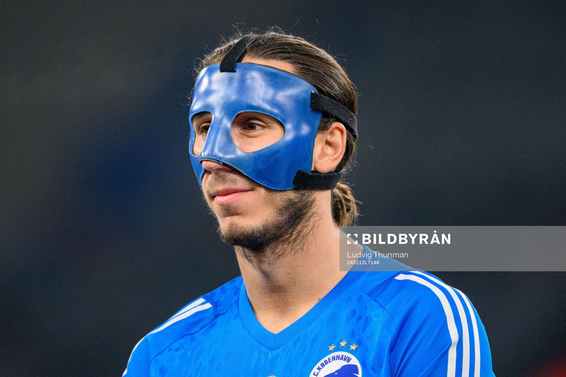 Goalkeeper Kamil Grabara of FC Copenhagen during the UEFA Champions League football 1/8 final between FC Copenhagen and Manchester City on February 13, 2024 in Copenhaugen.