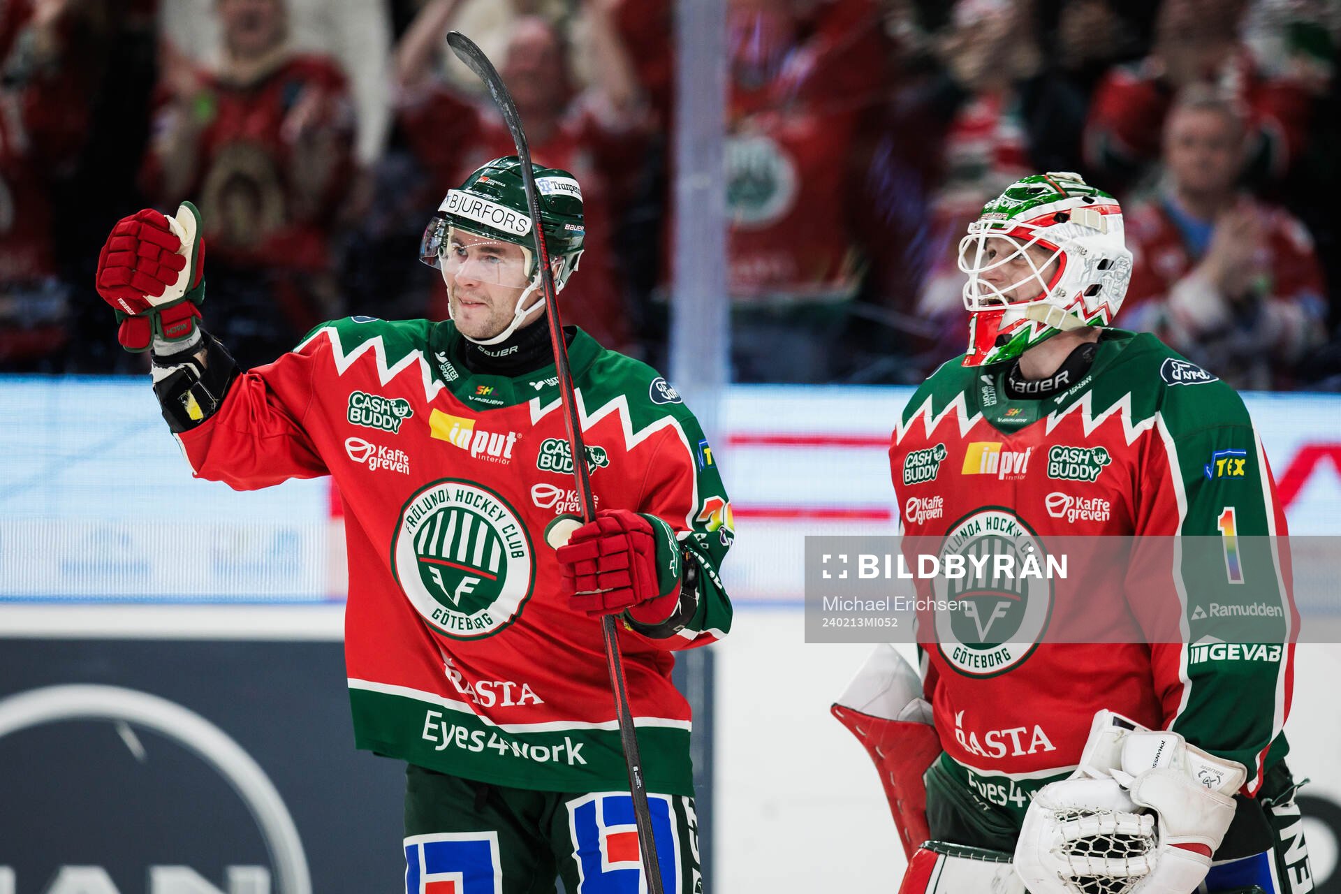 Frölundas Mikael Ruohomaa och målvakt Lars Johansson