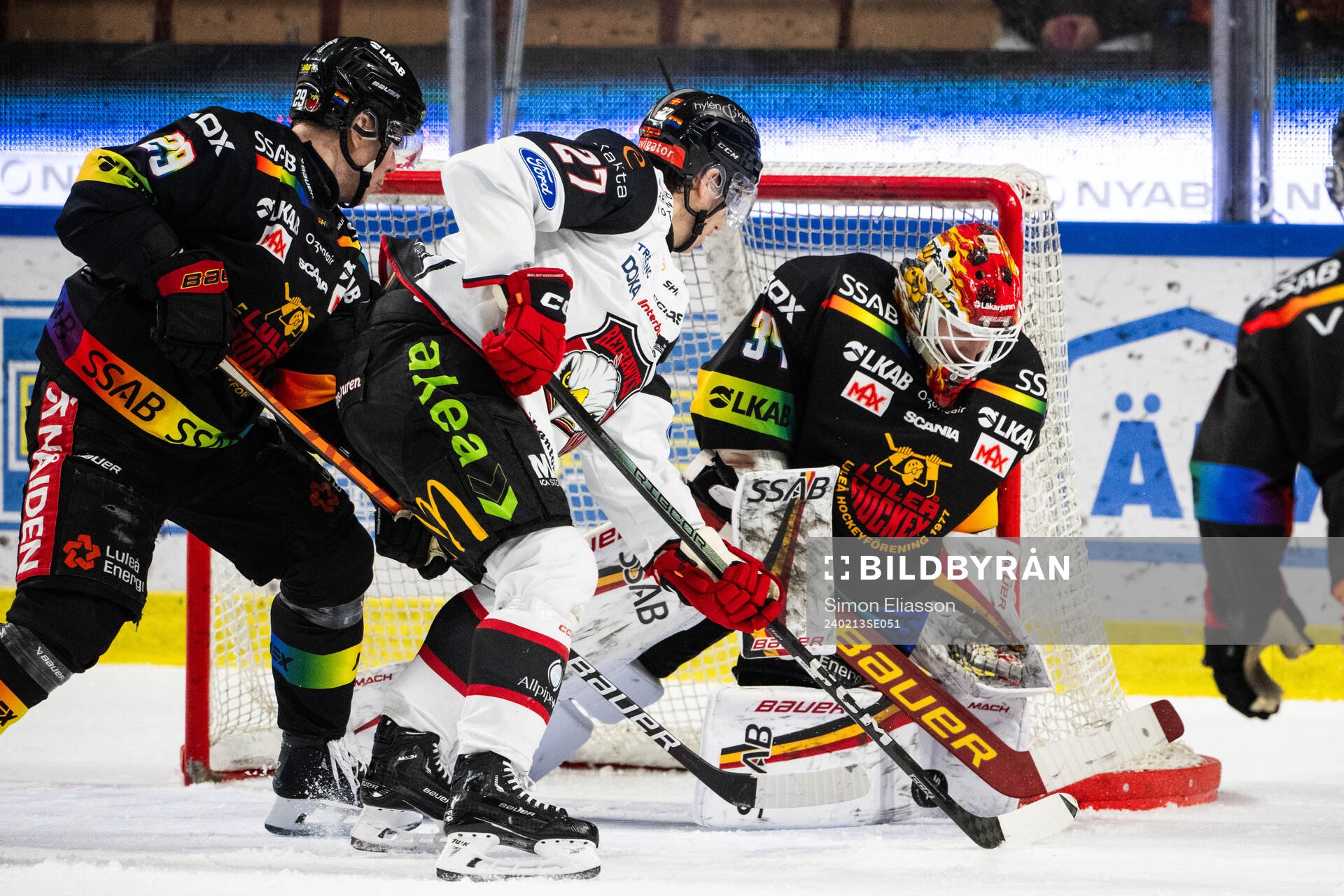 Malmö Redhawks Robin Alvarez och Luleås målvakt Joel