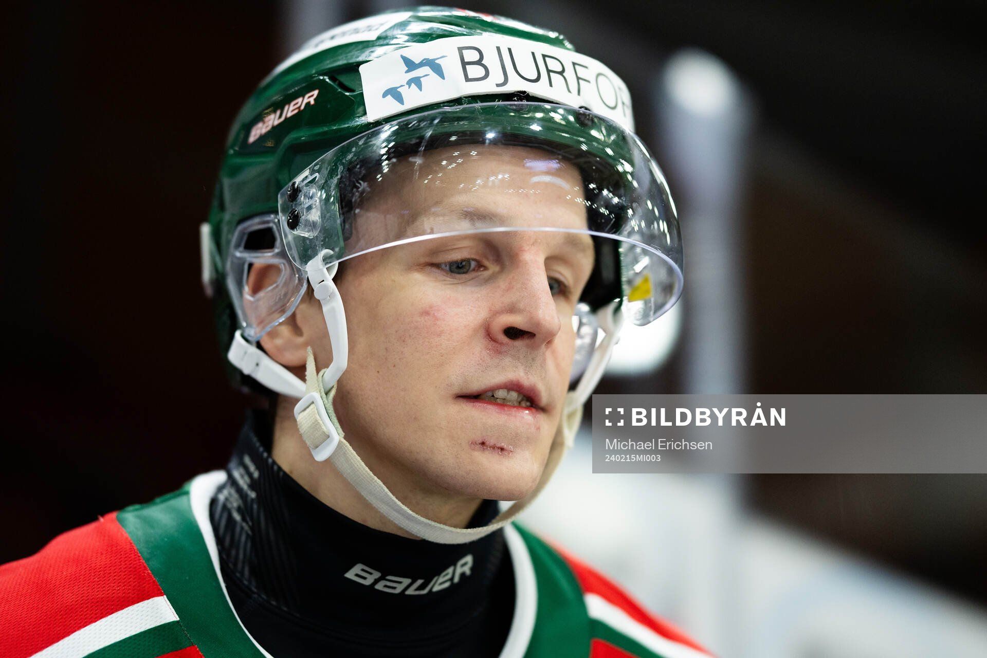 Frölundas Max Friberg innan ishockeymatchen i SHL mellan
