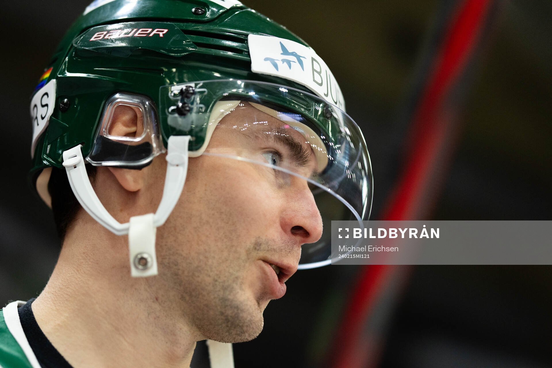 Frölundas Mikael Ruohomaa innan ishockeymatchen i SHL
