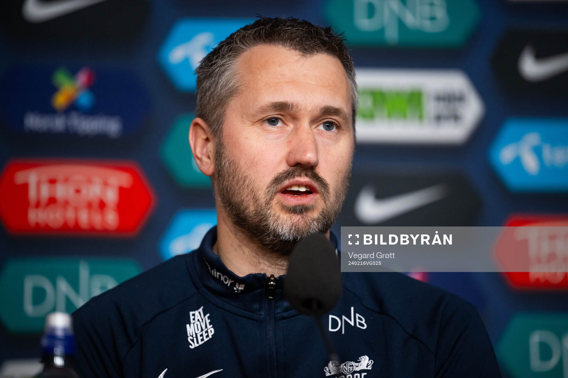 Per Inge Jacobsen, U23 coach of the Norwegian women's national football team, during a press conference on February 16, 2024 in Oslo.