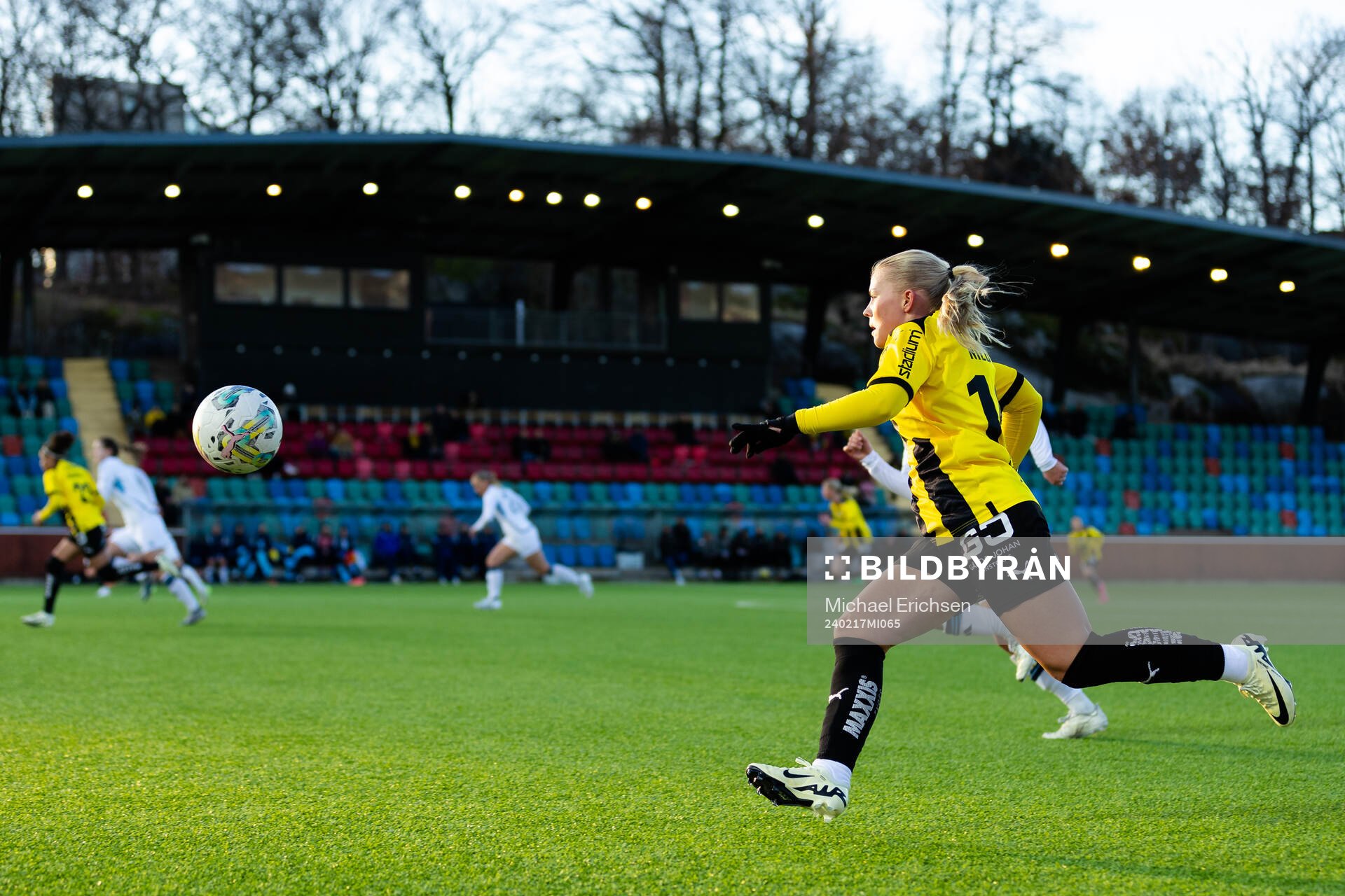 Häckens Matilda Nildén under träningsmatchen i fotboll mellan Häcken och Djurgården den 17 februari 2024 i Göteborg. 