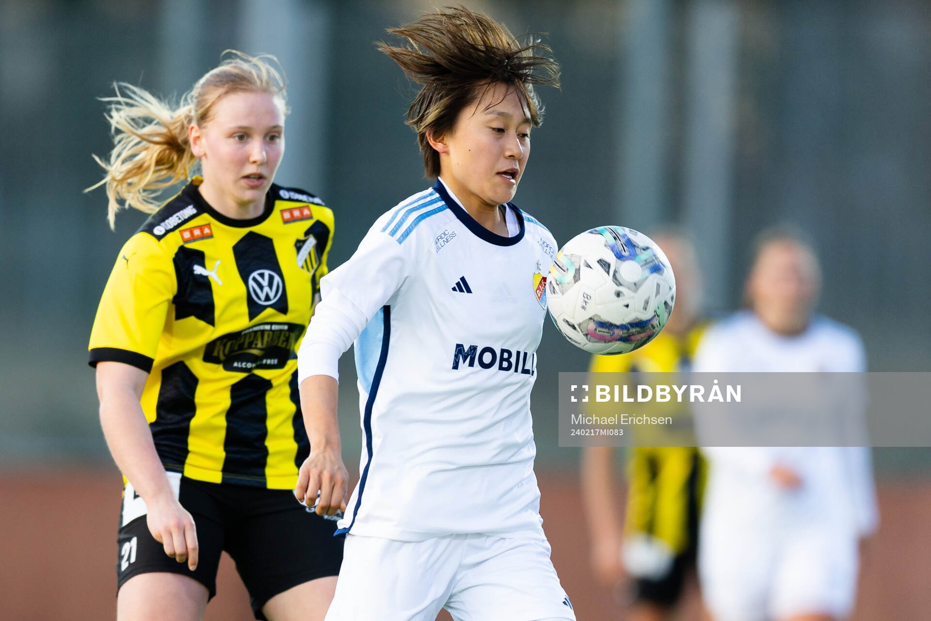 Djurgårdens Shinomi Koyama under träningsmatchen i fotboll mellan Häcken och Djurgården den 17 februari 2024 i Göteborg. 