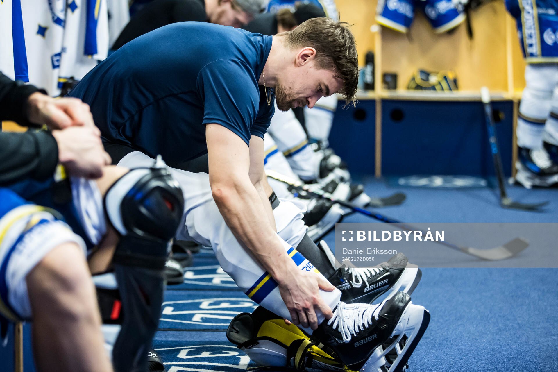 Leksands Eddie Larsson innan ishockeymatchen i SHL mellan