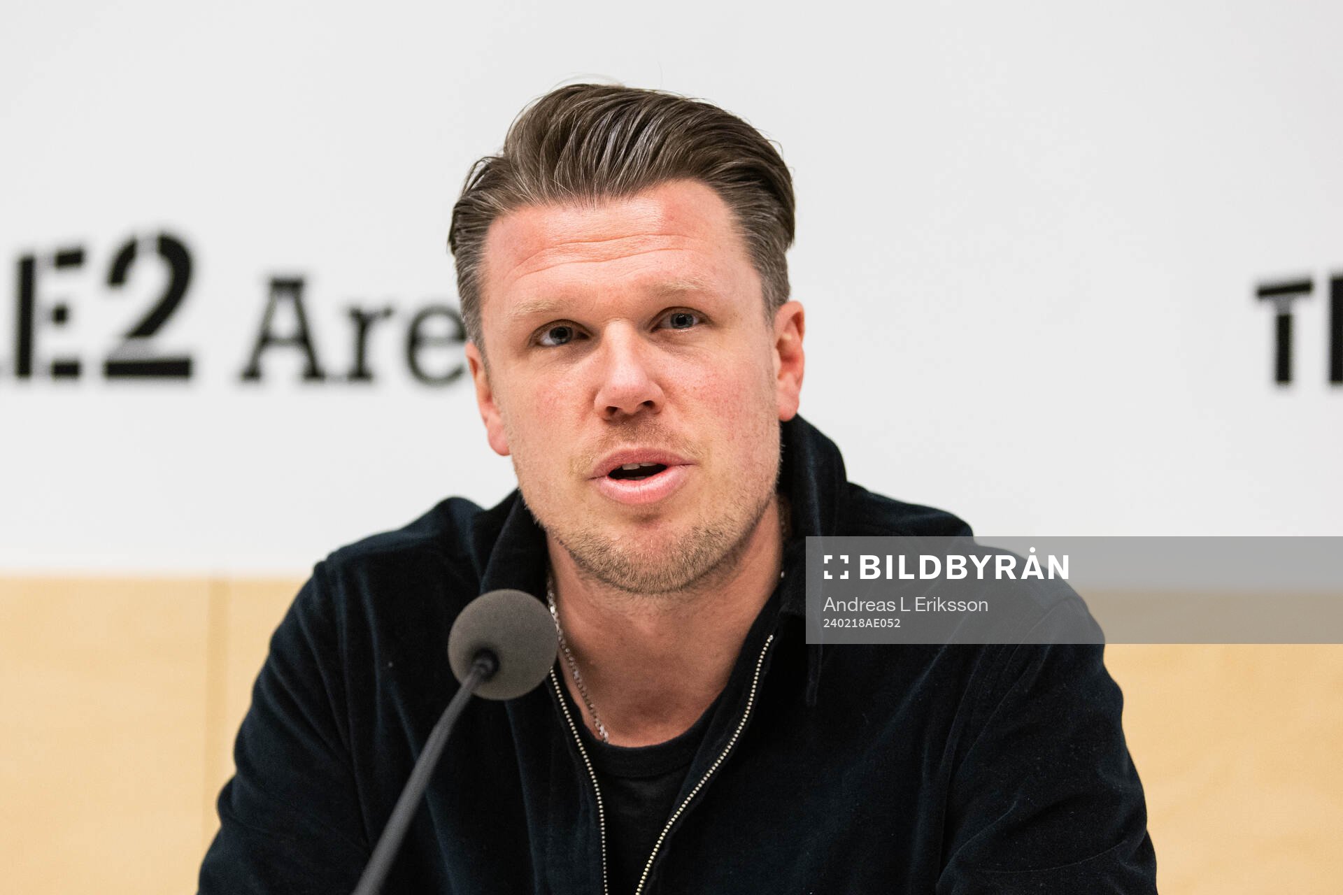 Örebros huvudtränare Christian Järdler under presskonferensen efter fotbollsmatchen i Svenska Cupen mellan AIK och Örebro den 18 februari 2024 i Stockholm.