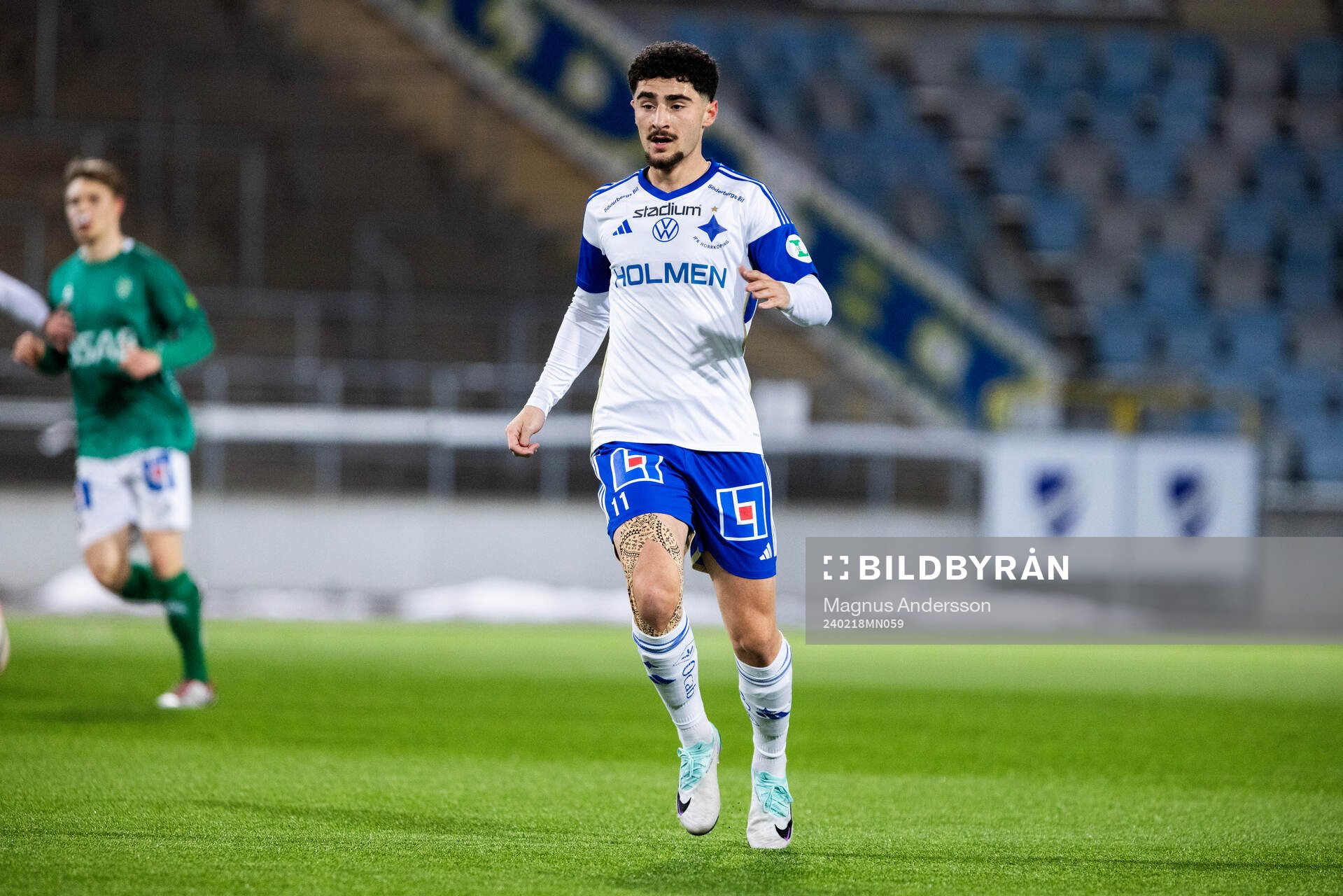 IFK Norrköpings Ismet Lushaku under fotbollsmatchen i Svenska Cupen mellan IFK Norrköping och Brage den 18 februari 2024 i Norrköping.