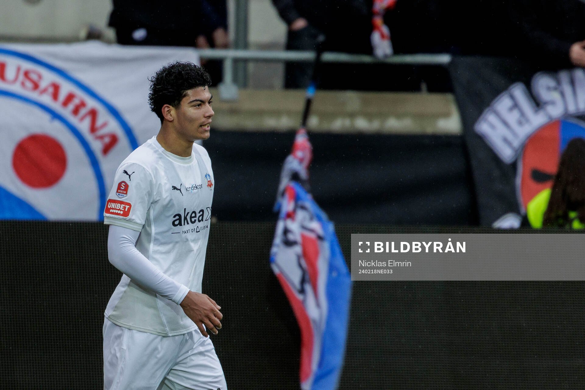 Helsingborgs Milan Silva Rasmussen under fotbollsmatchen i Svenska Cupen mellan Halmstad och Helsingborg den 18 februari 2024 i Göteborg.