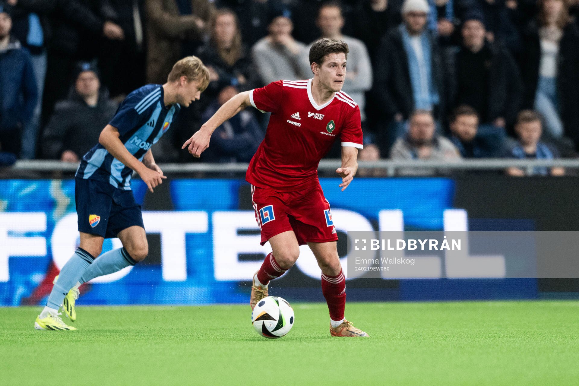 Skövde AIKs Žiga Ovsenek under fotbollsmatchen i Svenska Cupen mellan Djurgården och Skövde AIK den 19 februari 2024 i Stockholm. 