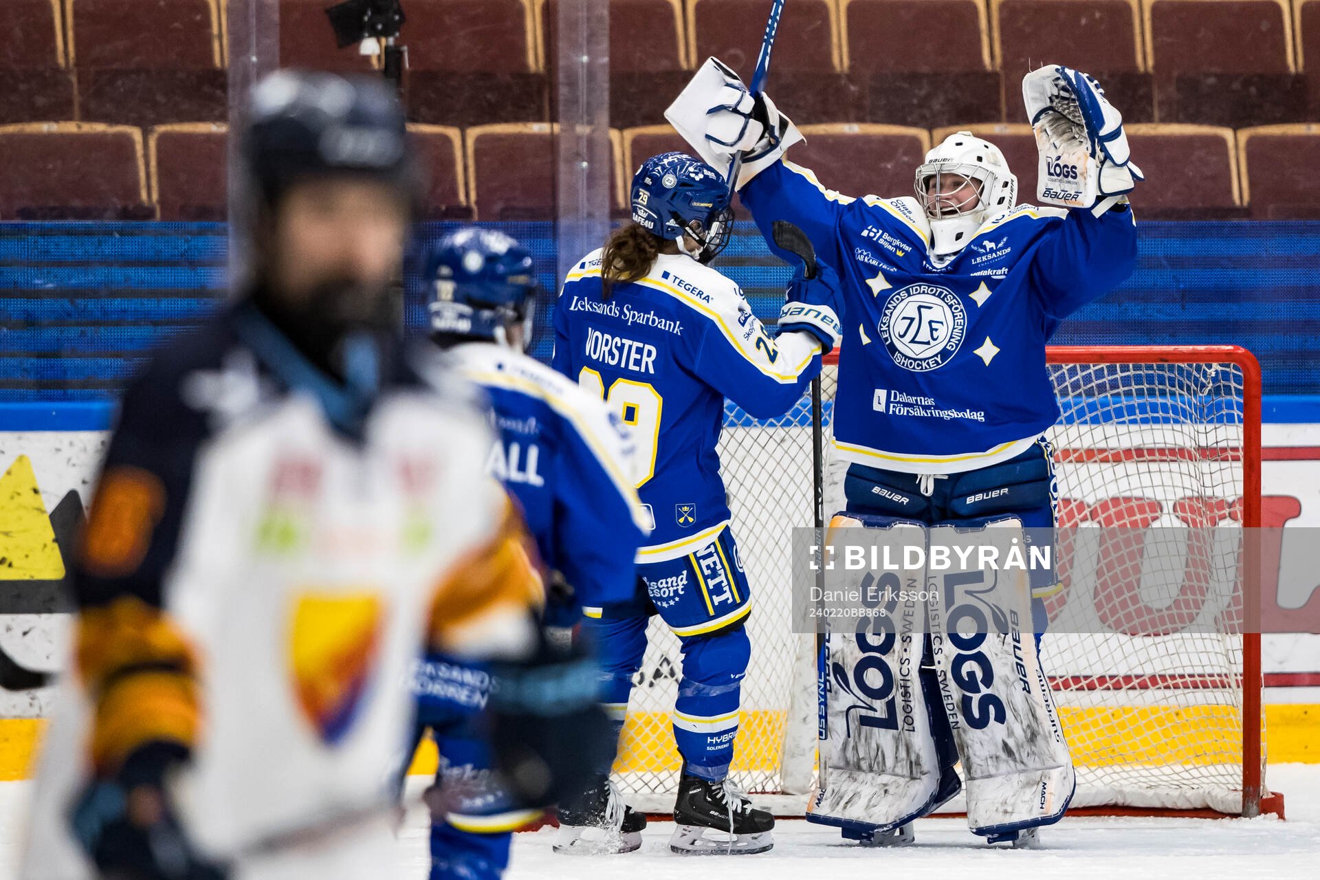 Leksands målvakt Ellen Jonsson jublar