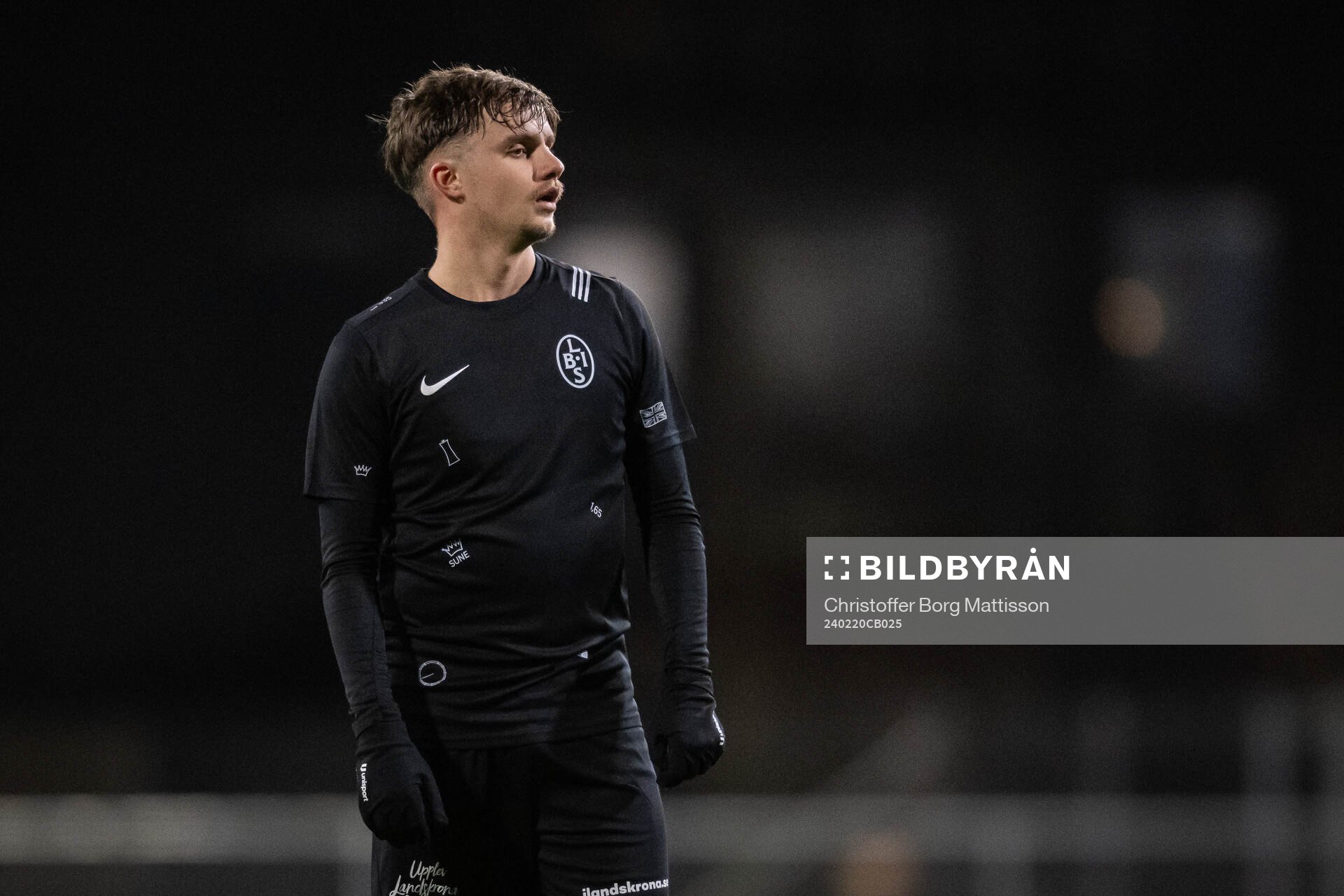 Landskrona BOISs William Ondrejka under träningsmatchen i fotboll mellan Landskrona BOIS och Ängelholm den 20 februari 2024 i Landskrona.