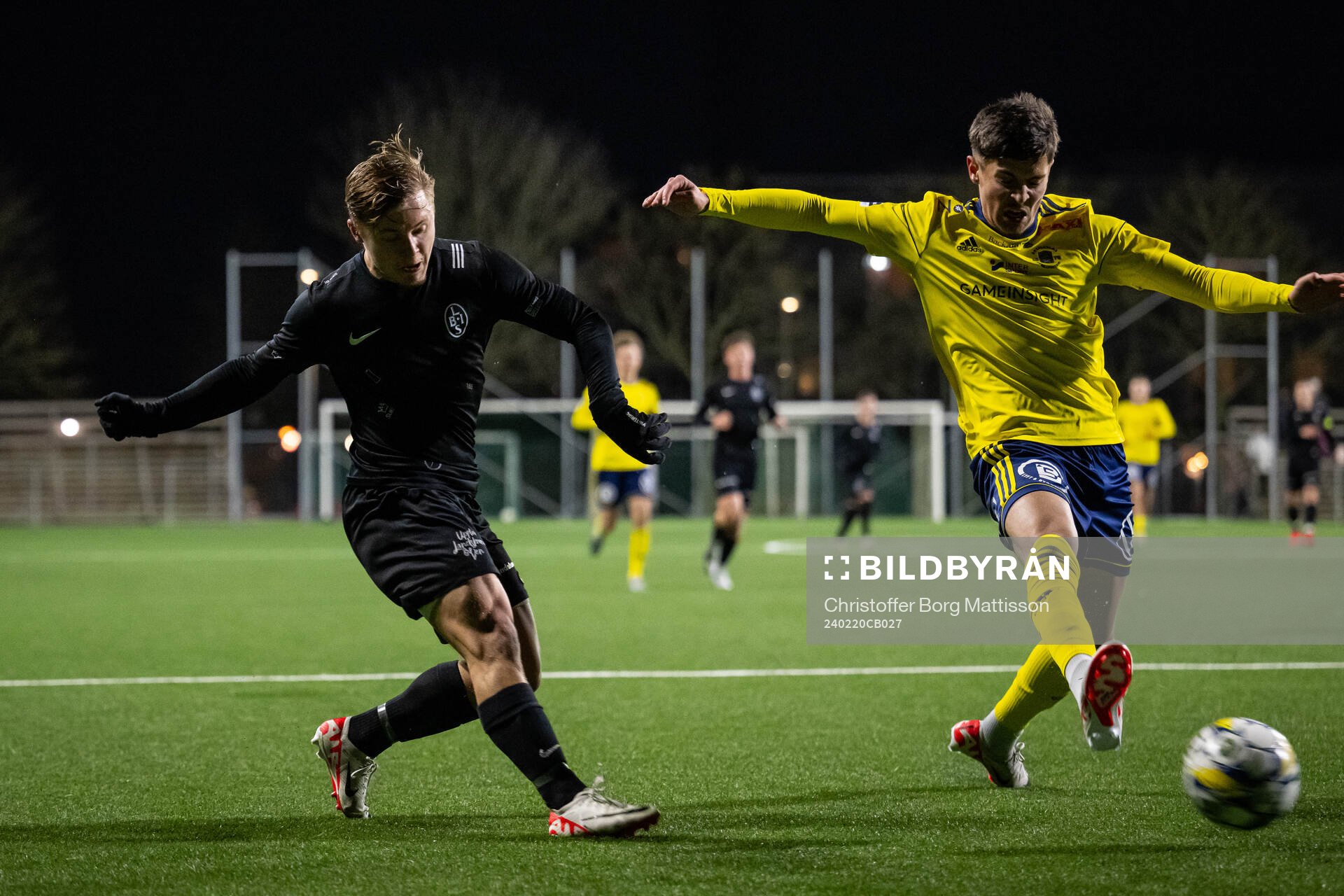 Landskrona BOISs Vincent Sundberg under träningsmatchen i fotboll mellan Landskrona BOIS och Ängelholm den 20 februari 2024 i Landskrona.