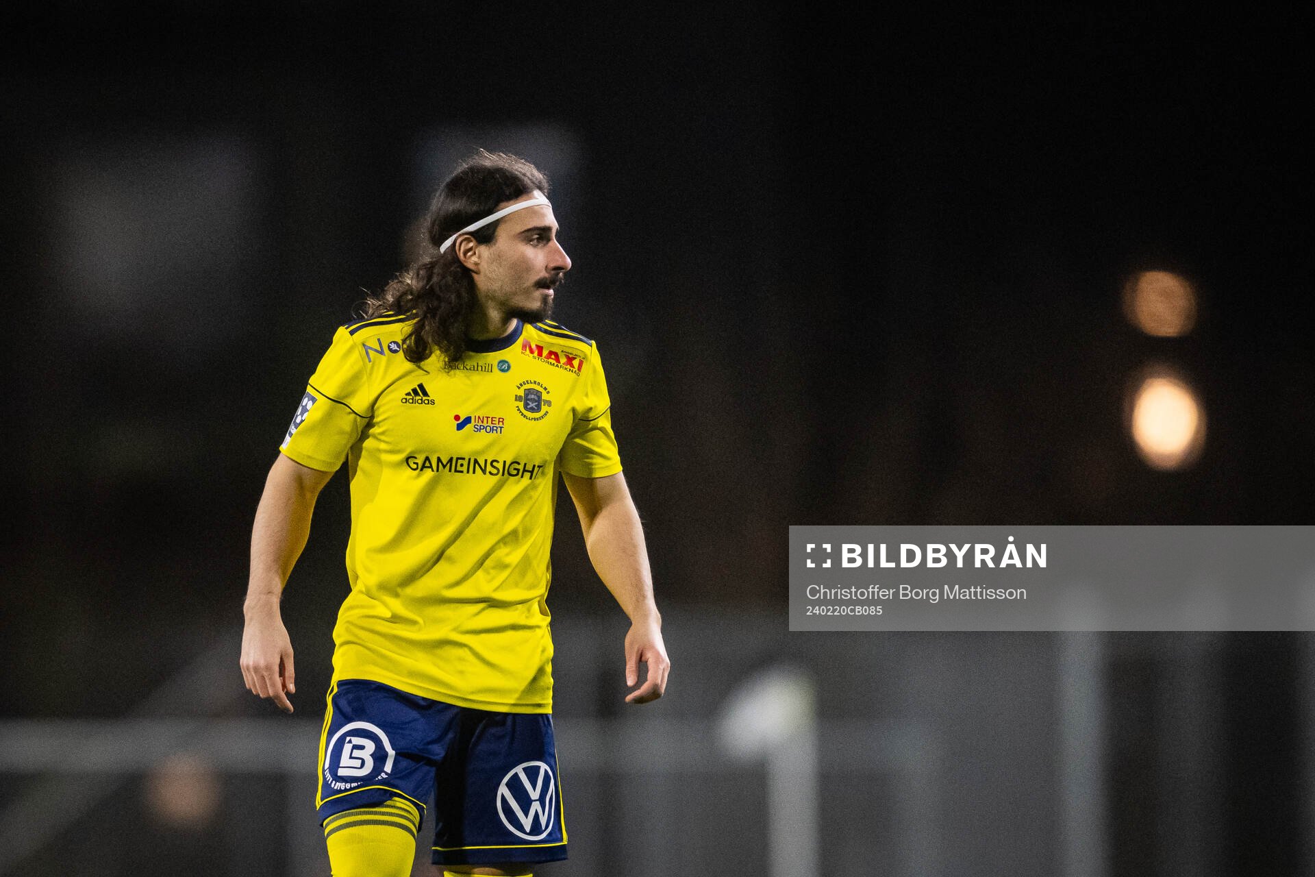 Ängelholms Berkman Micoogullari under träningsmatchen i fotboll mellan Landskrona BOIS och Ängelholm den 20 februari 2024 i Landskrona.