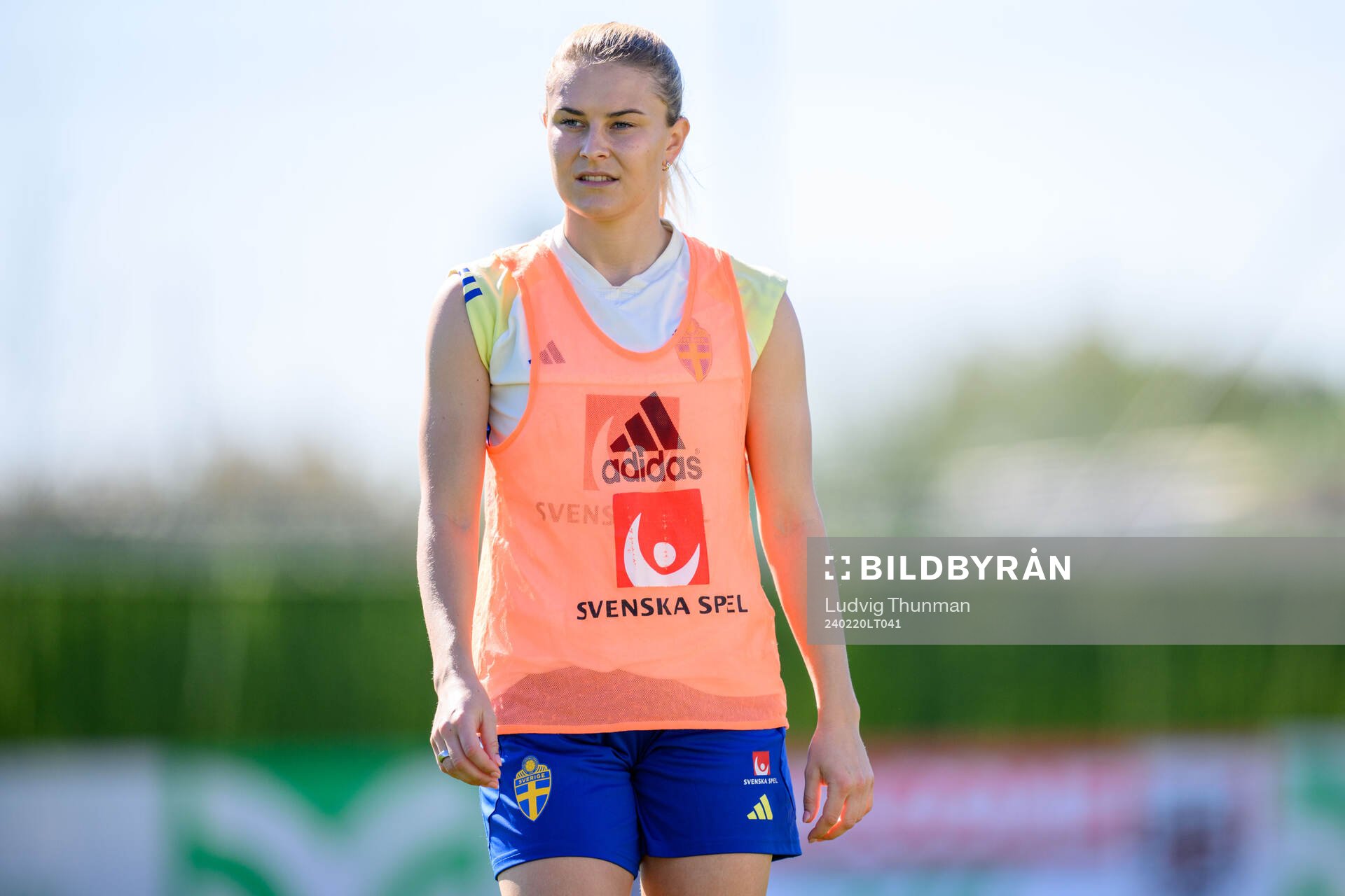 Amanda Nildén of Sweden of the women's national football team of Sweden at a training session on February 20, 2024 in Marbella. 