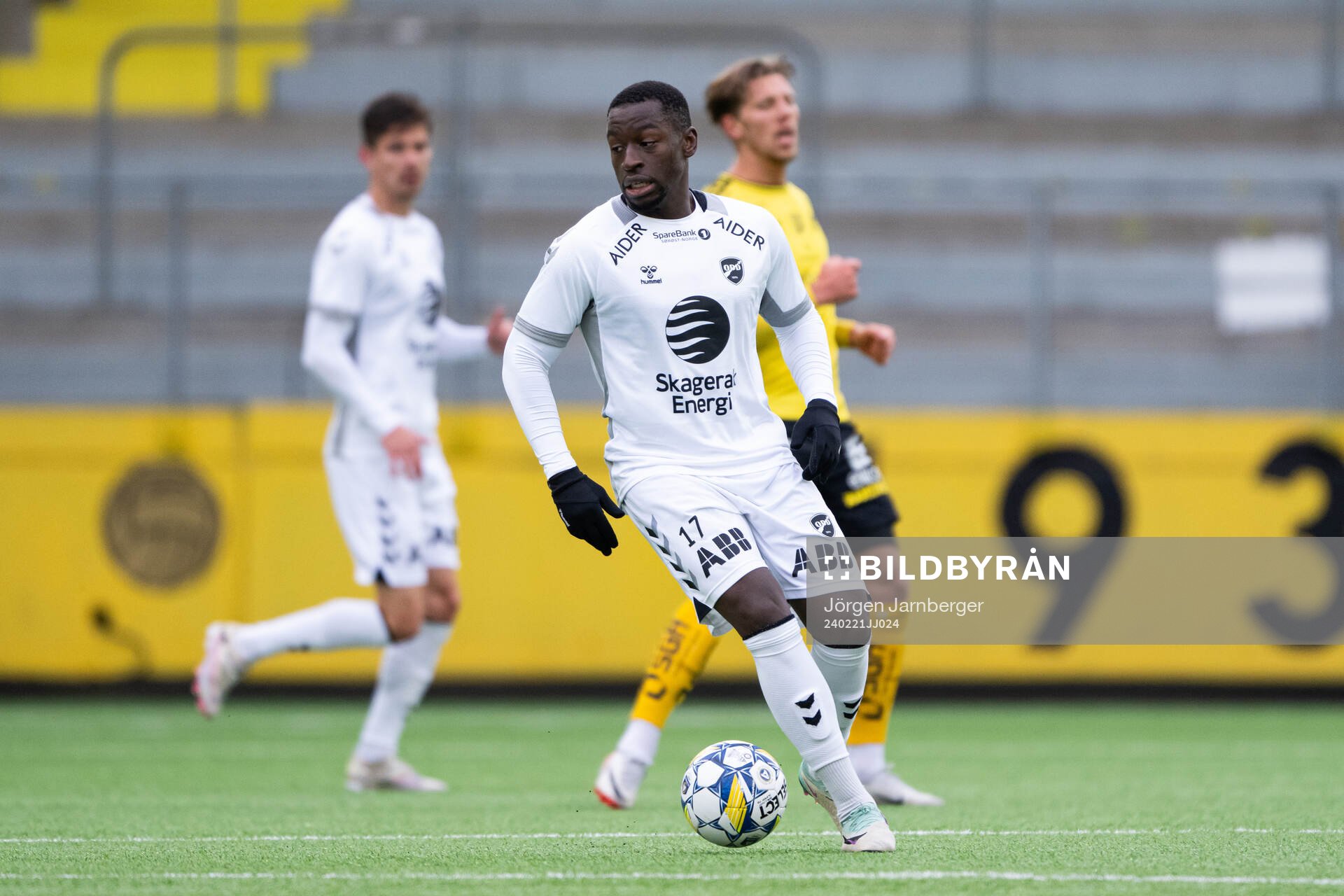 Odds Solomon Owusu under träningsmatchen mellan Elfsborg och Odd den 21 februari 2024 i Borås. 