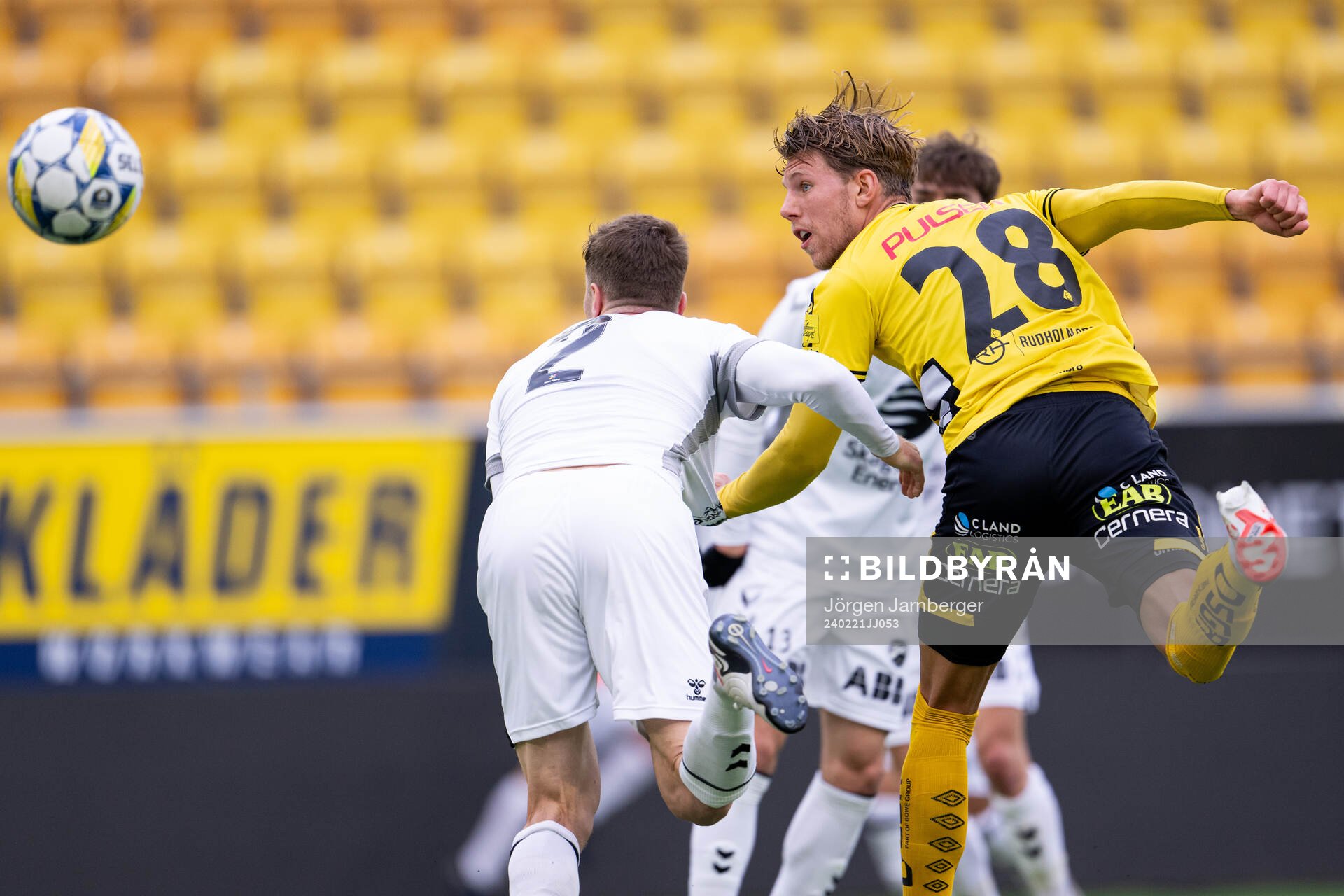 Elfsborgs Noah Söderberg nickar in 2-1 under träningsmatchen mellan Elfsborg och Odd den 21 februari 2024 i Borås. 