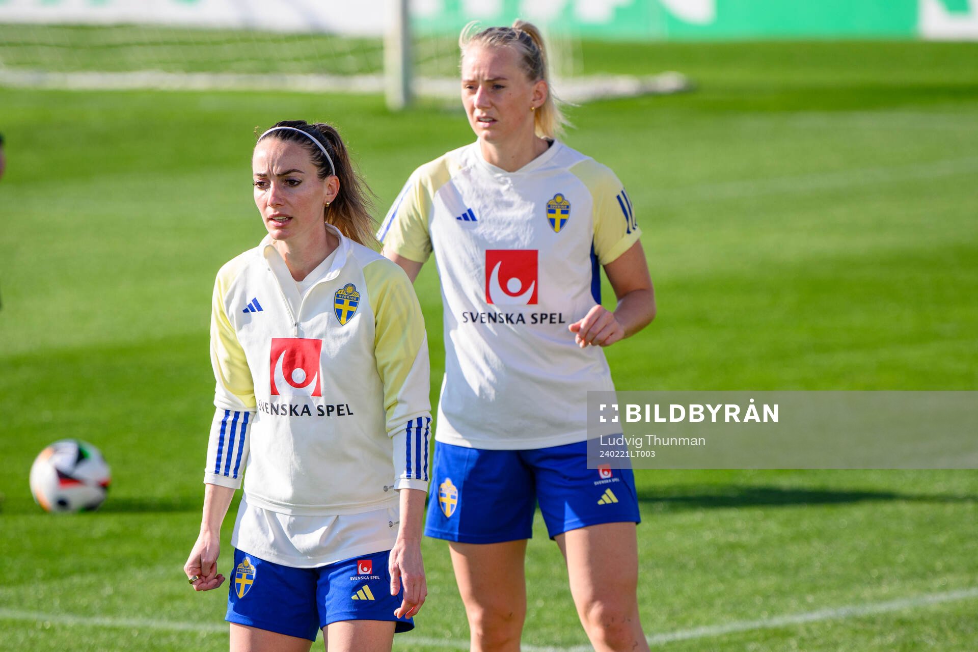 Kosovare Asllani and Stina Blackstenius of Sweden of the