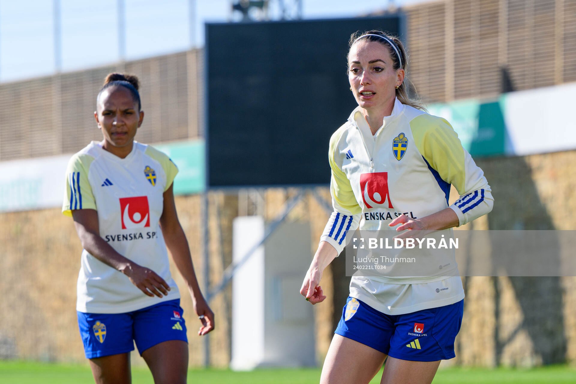 Madelen Janogy and Kosovare Asllani of Sweden of the