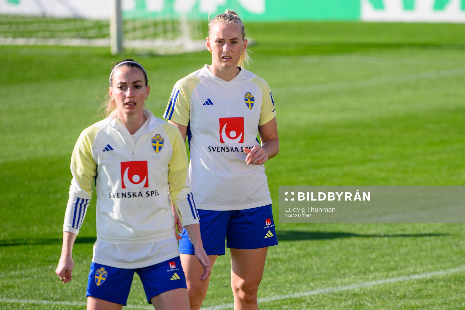 Kosovare Asllani and Stina Blackstenius of Sweden of the