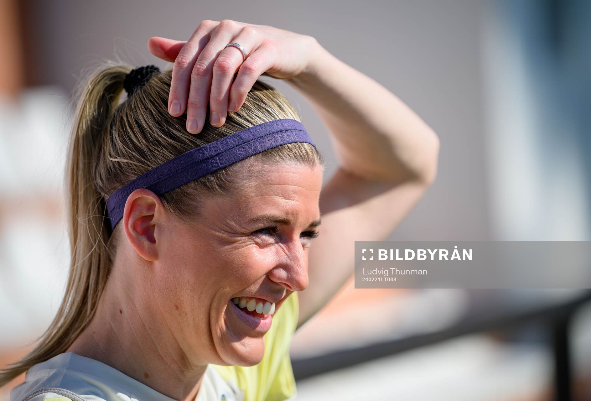 Olivia Schough of Sweden of the women's national football team of Sweden at a training session on February 21, 2024 in Marbella.